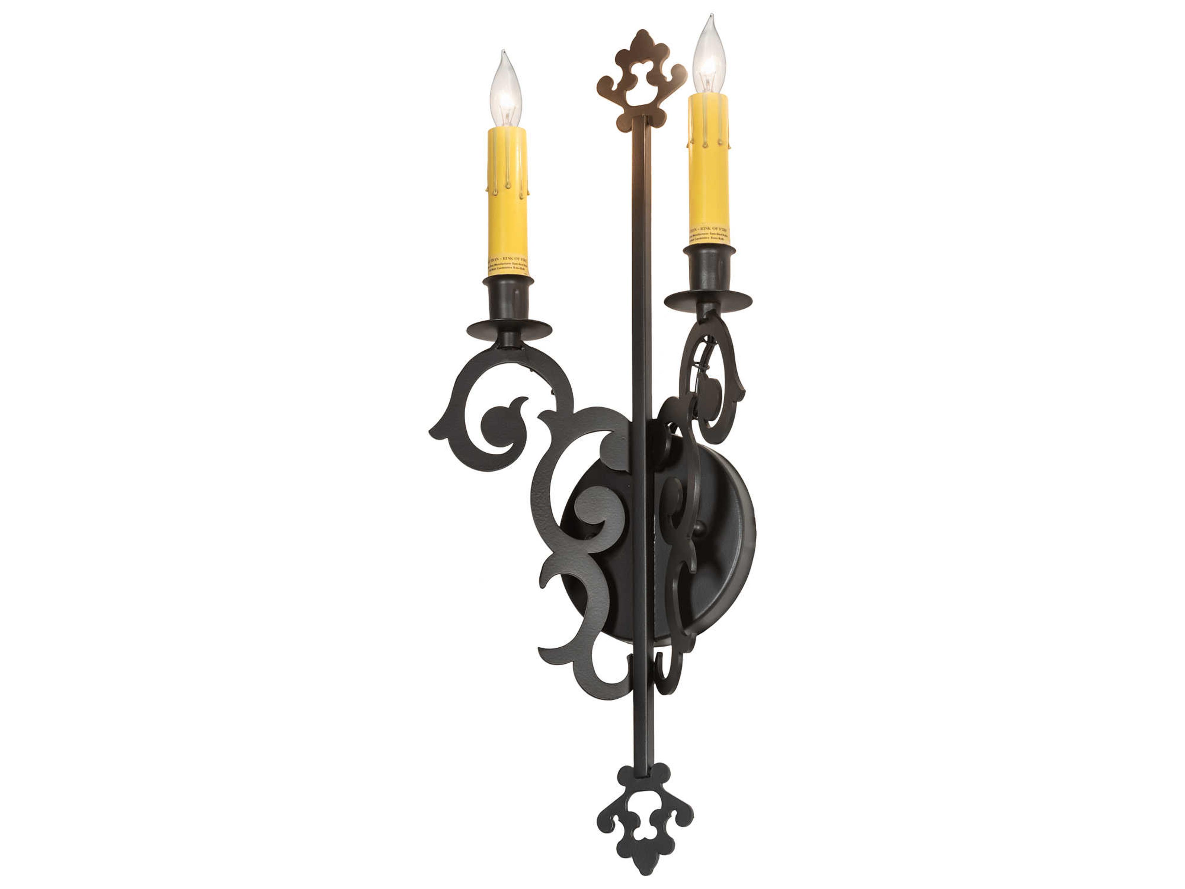 Aneila 2-Light Black Wall Sconce