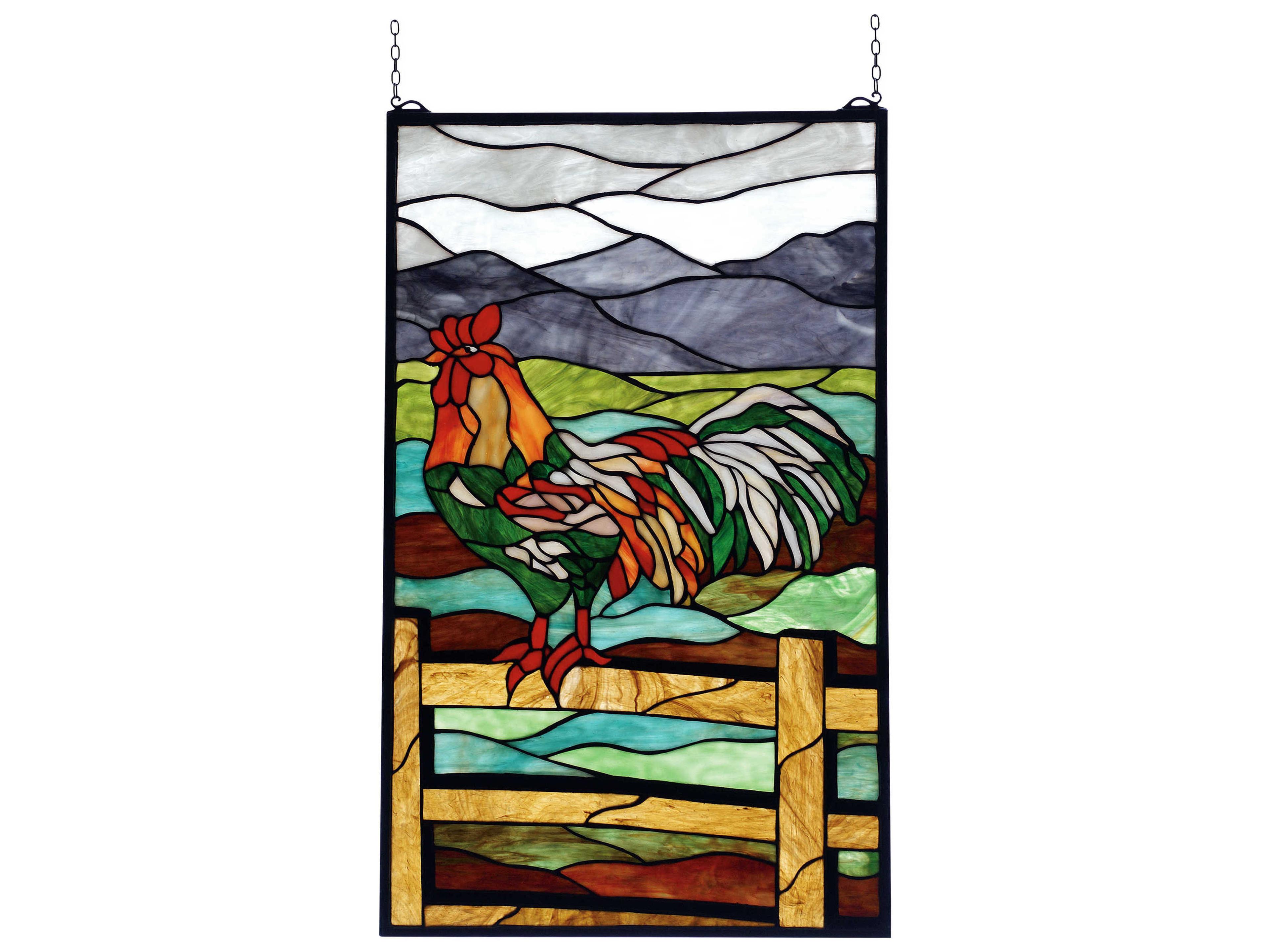 Rooster Stained Glass Window
