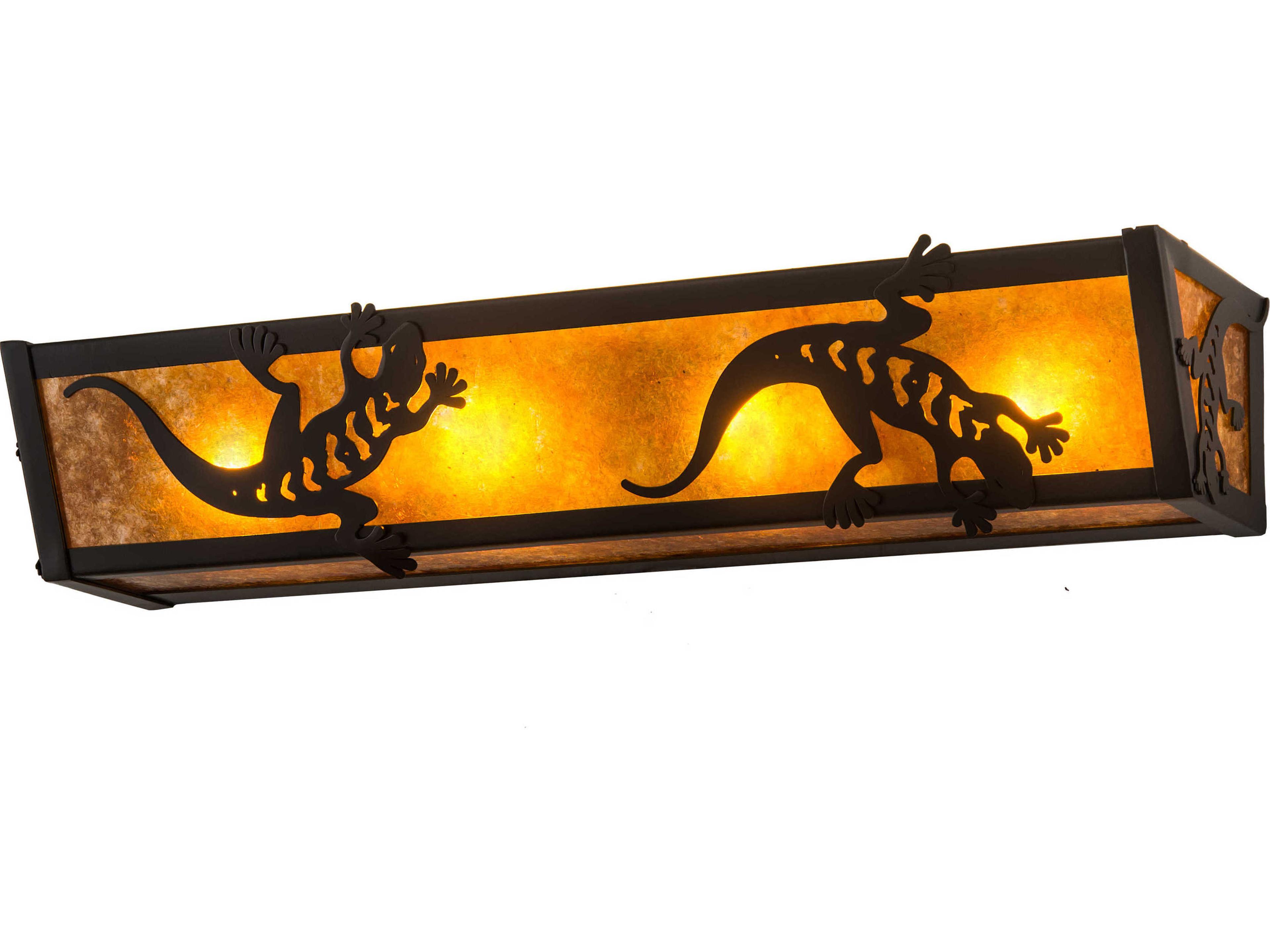 Animals 4-Light Bronze Glass Vanity Light