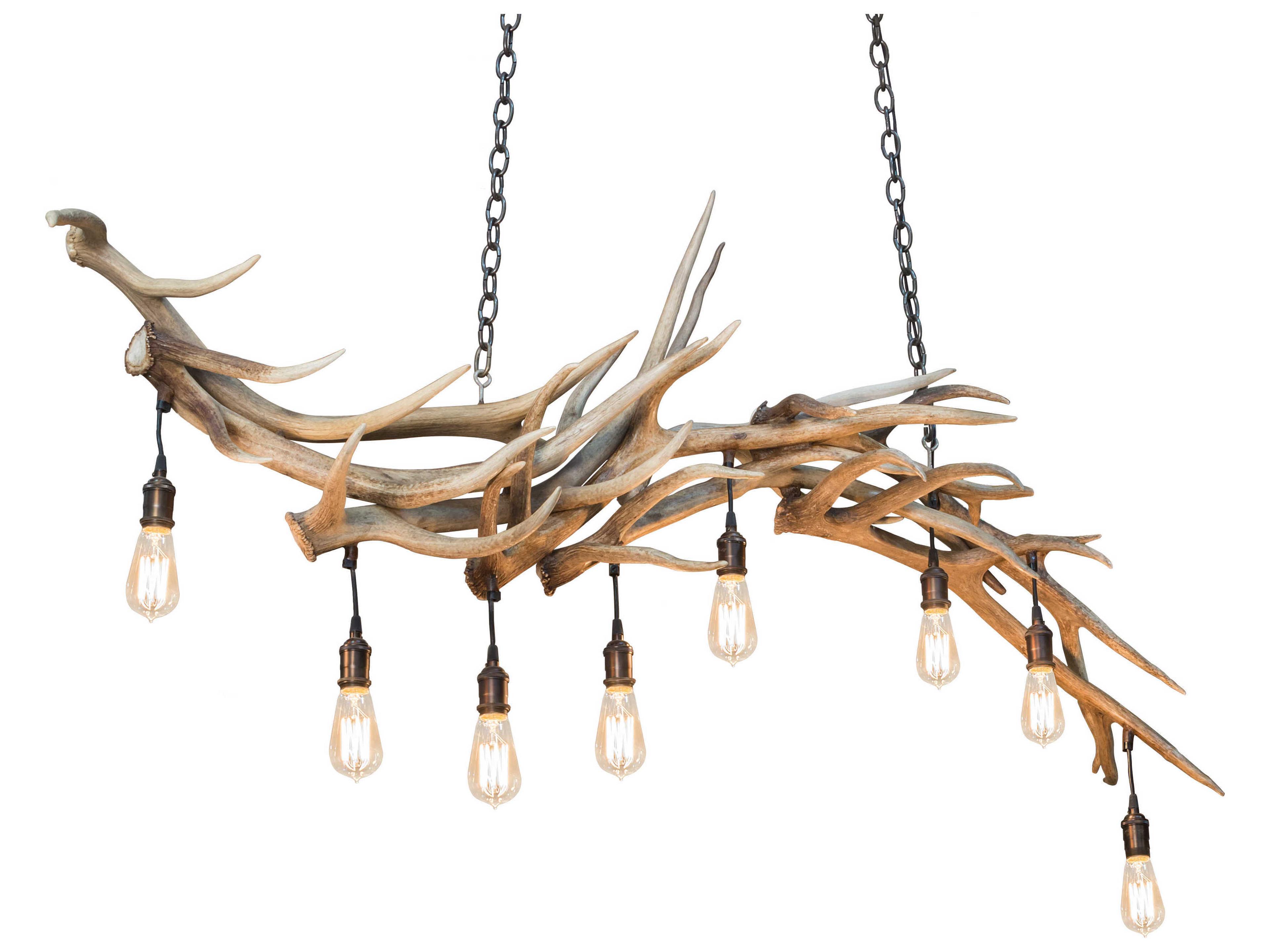 Antlers 8-Light Antique Copper Off White Island Pendant