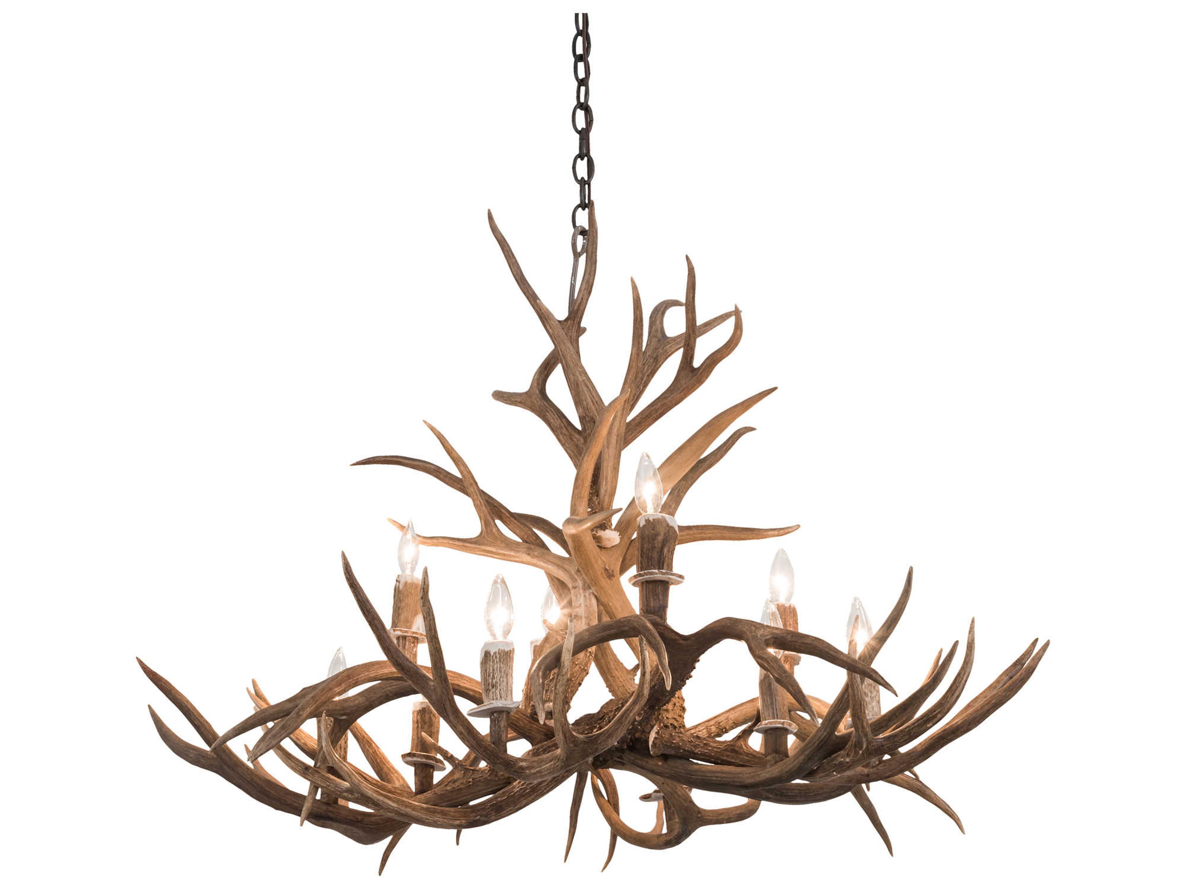 Antlers 10-Light Antique Copper Candelabra Chandelier