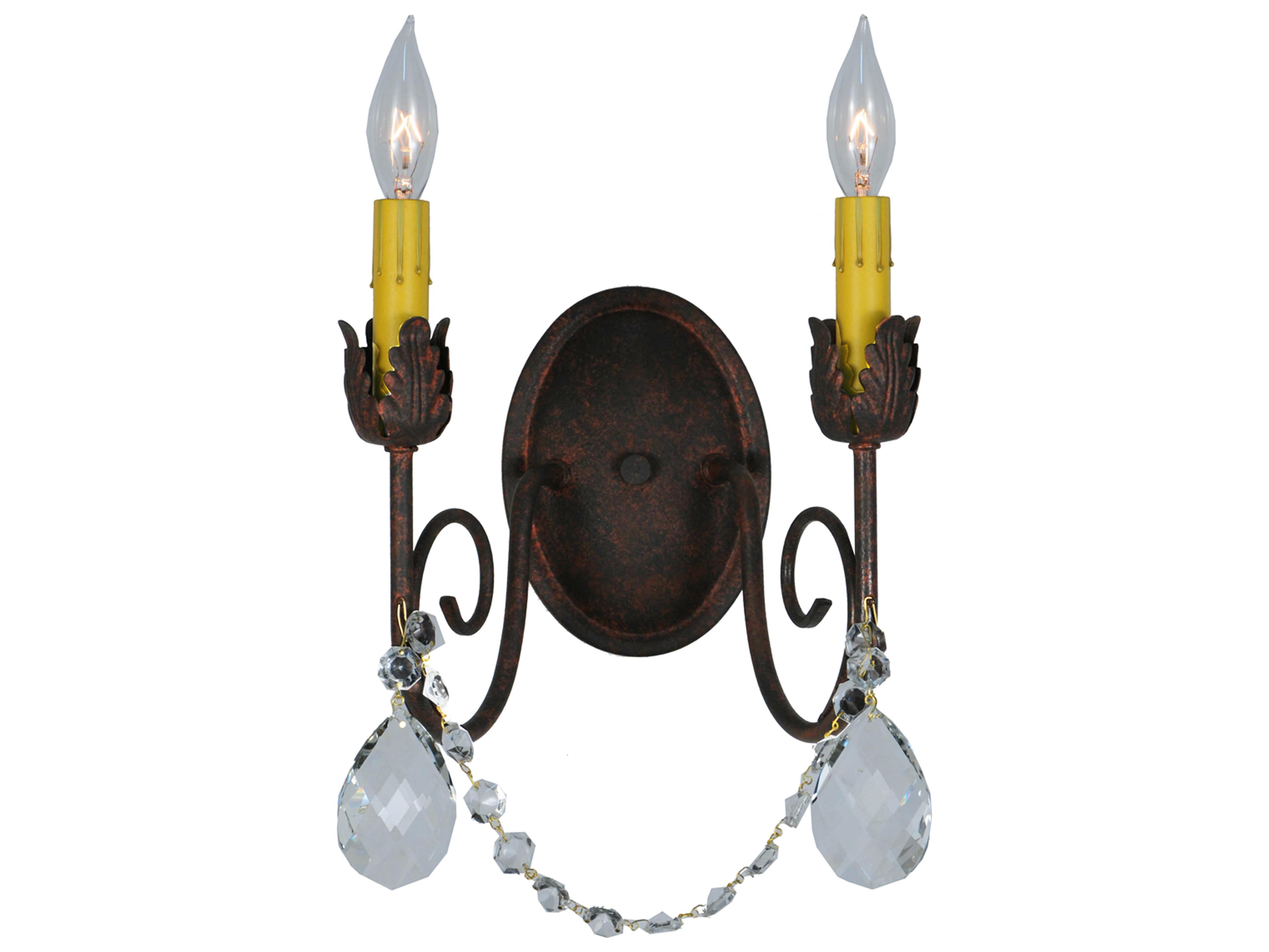 Antonia 2-Light Crystal Black Wall Sconce