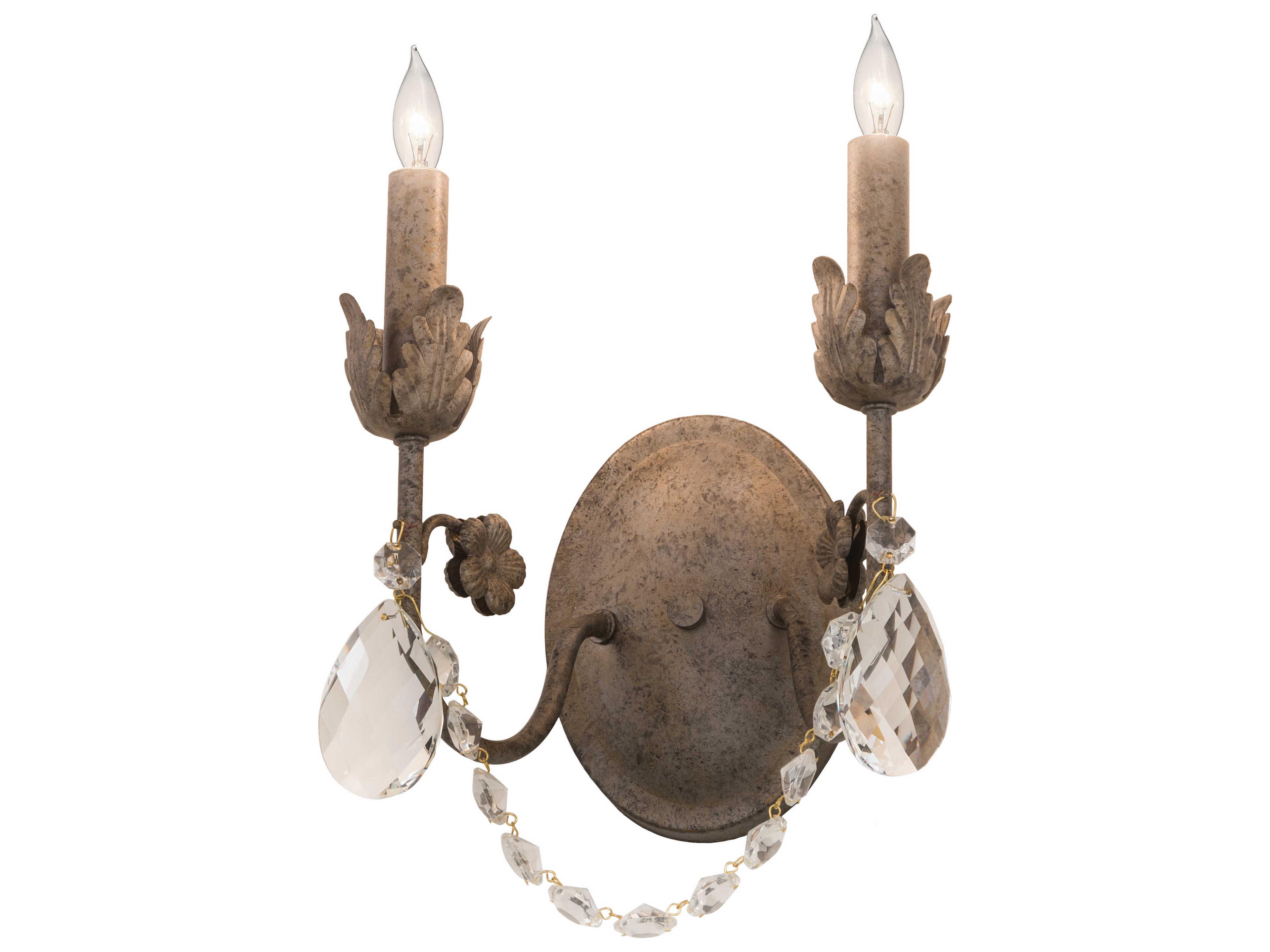 Antonia 2-Light Corinth Brown Crystal Wall Sconce