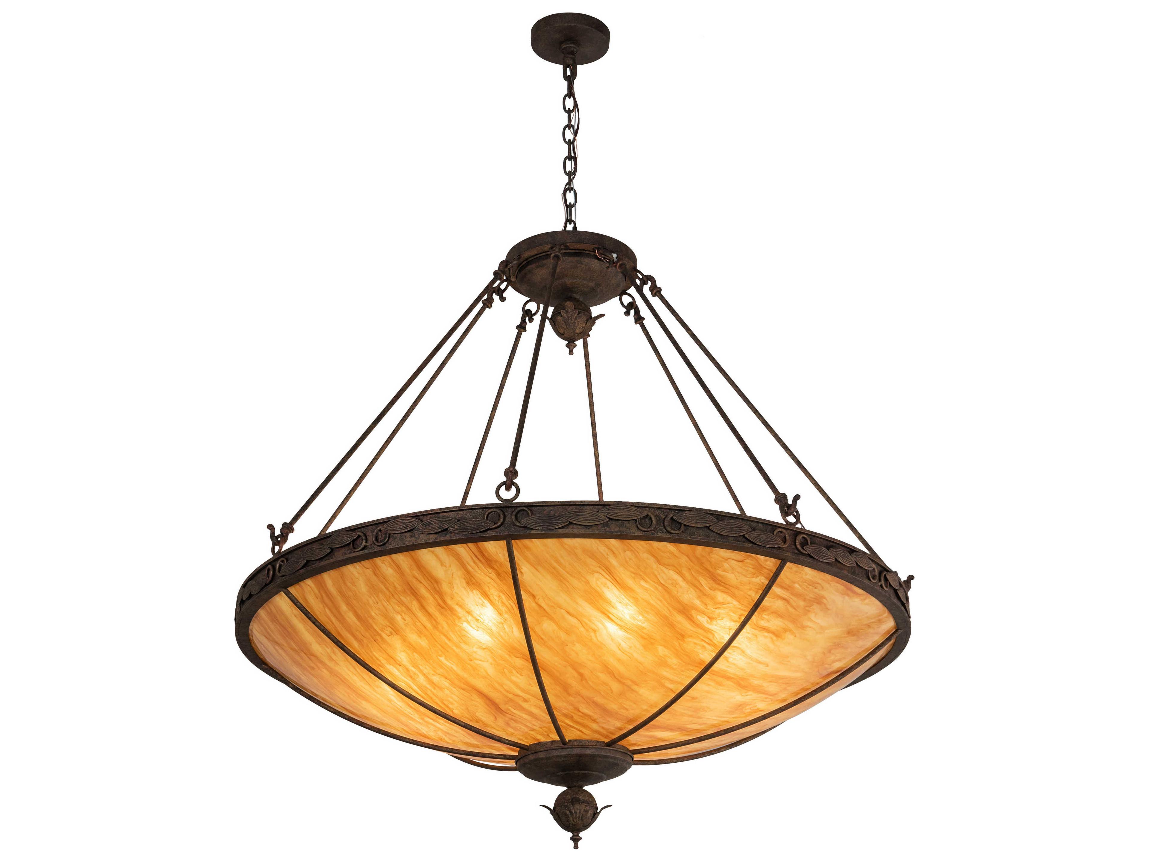 Arabesque 8-Light Coral Chocolate Gold Brown Bowl Pendant