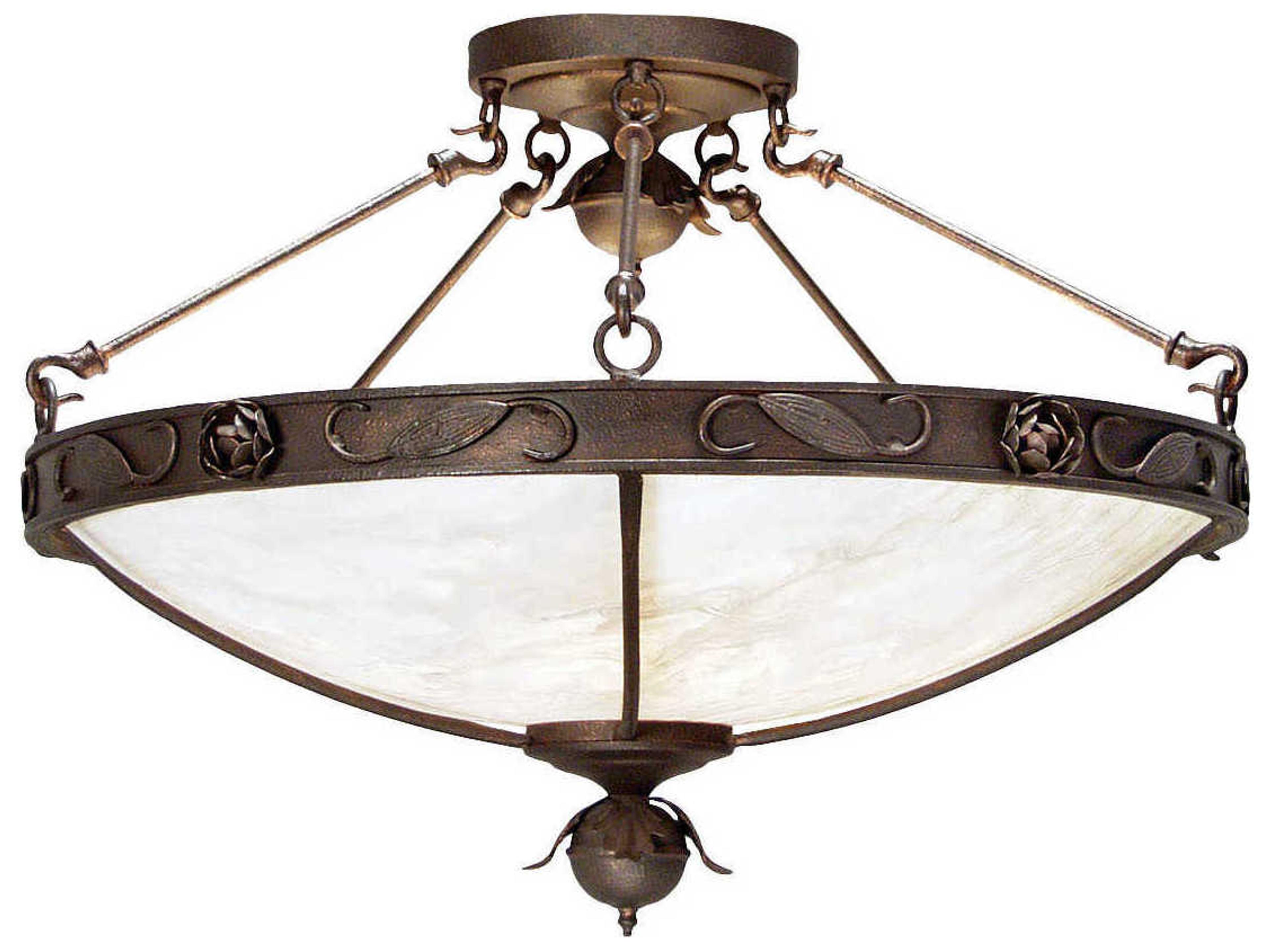Arabesque 5-Light Copper Rust White Bowl Semi Flush Mount