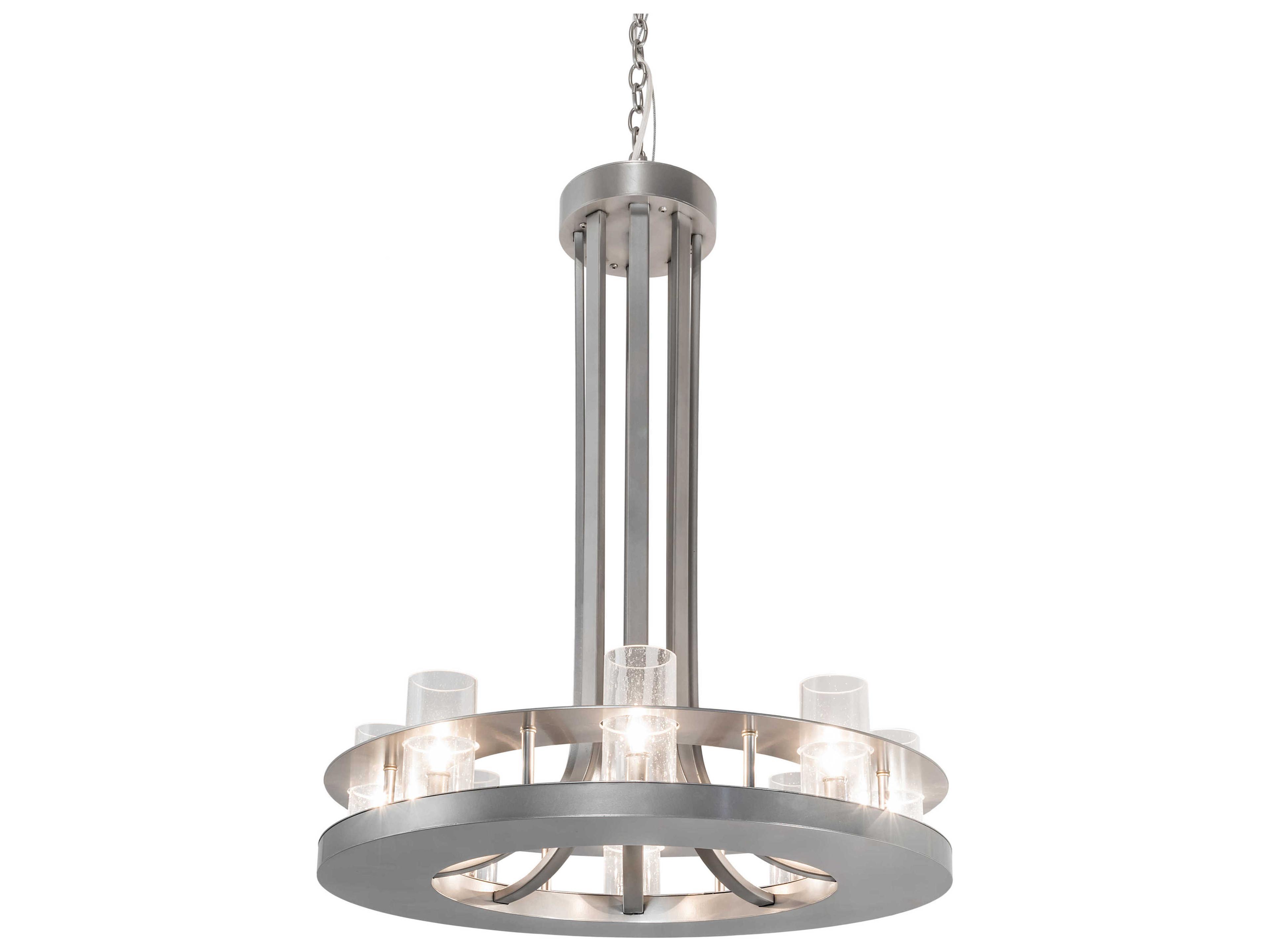 Arion 8-Light Nickel Clear Glass Cylinder Round Chandelier