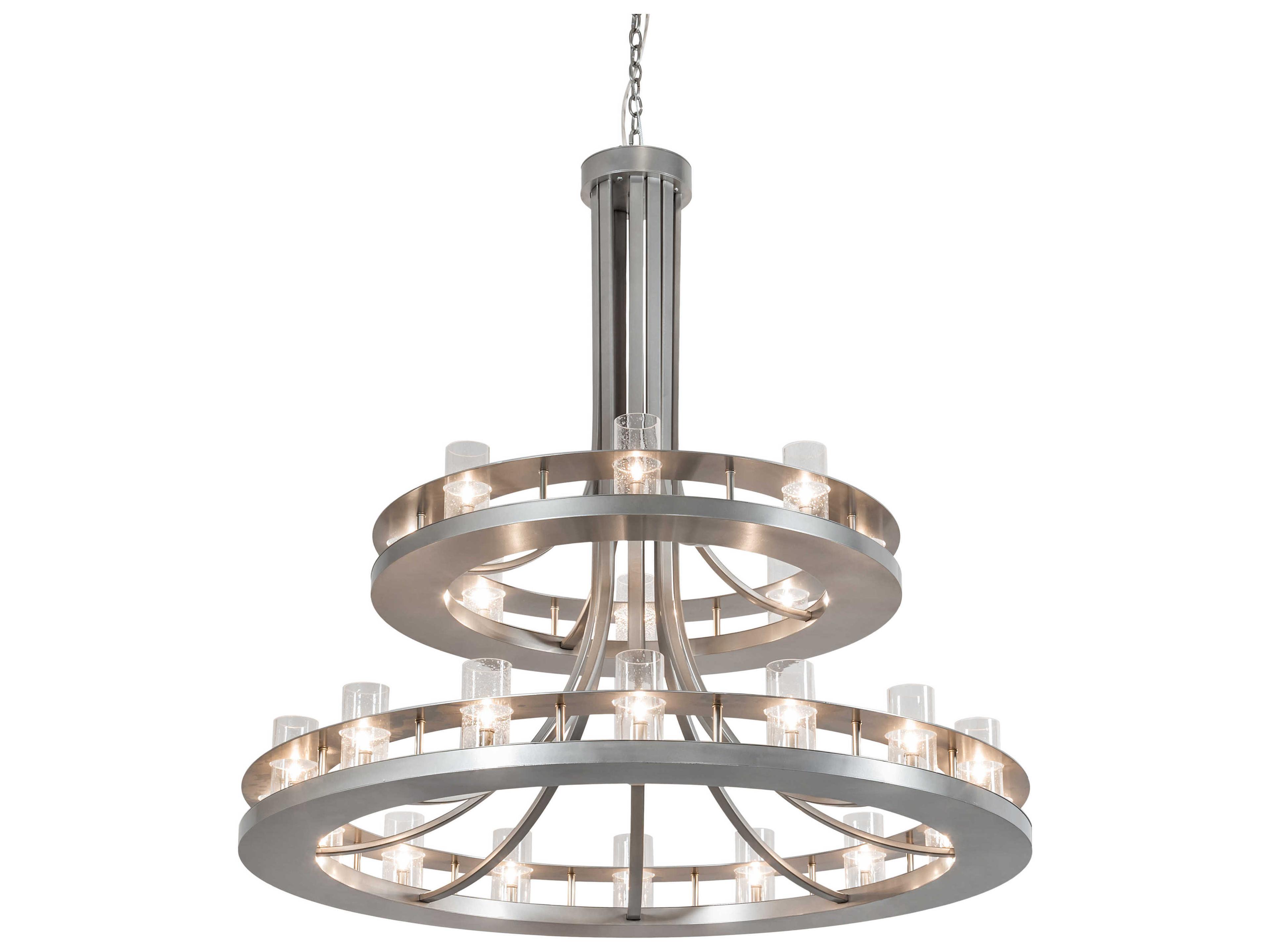 Meyda Arion 24-Light Nickel Clear Glass Candelabra Round Tiered Chandelier
