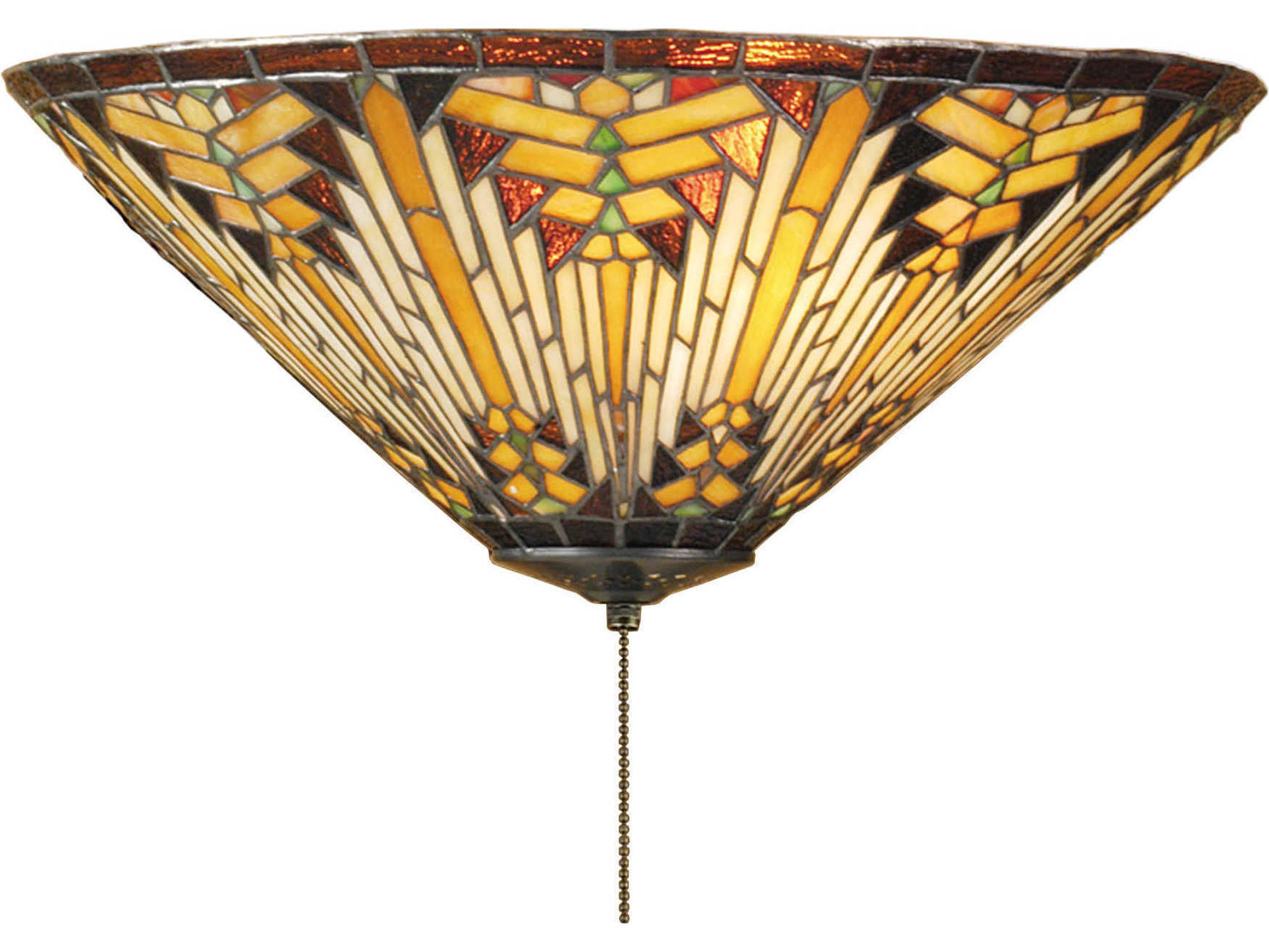 Nuevo Mission 3-Light Bronze Tiffany Bowl Geometric Flush Mount