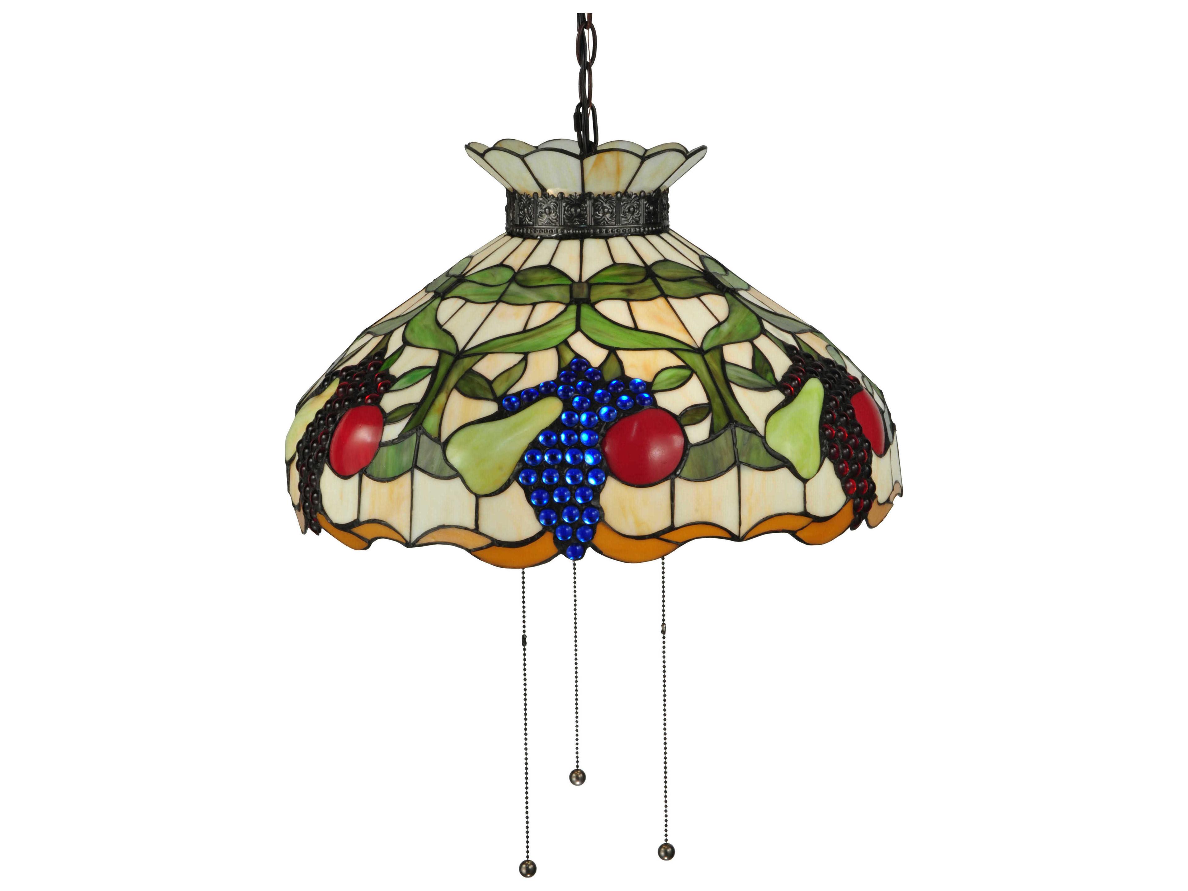 Art Glass 3-Light Yellow Tiffany Pendant