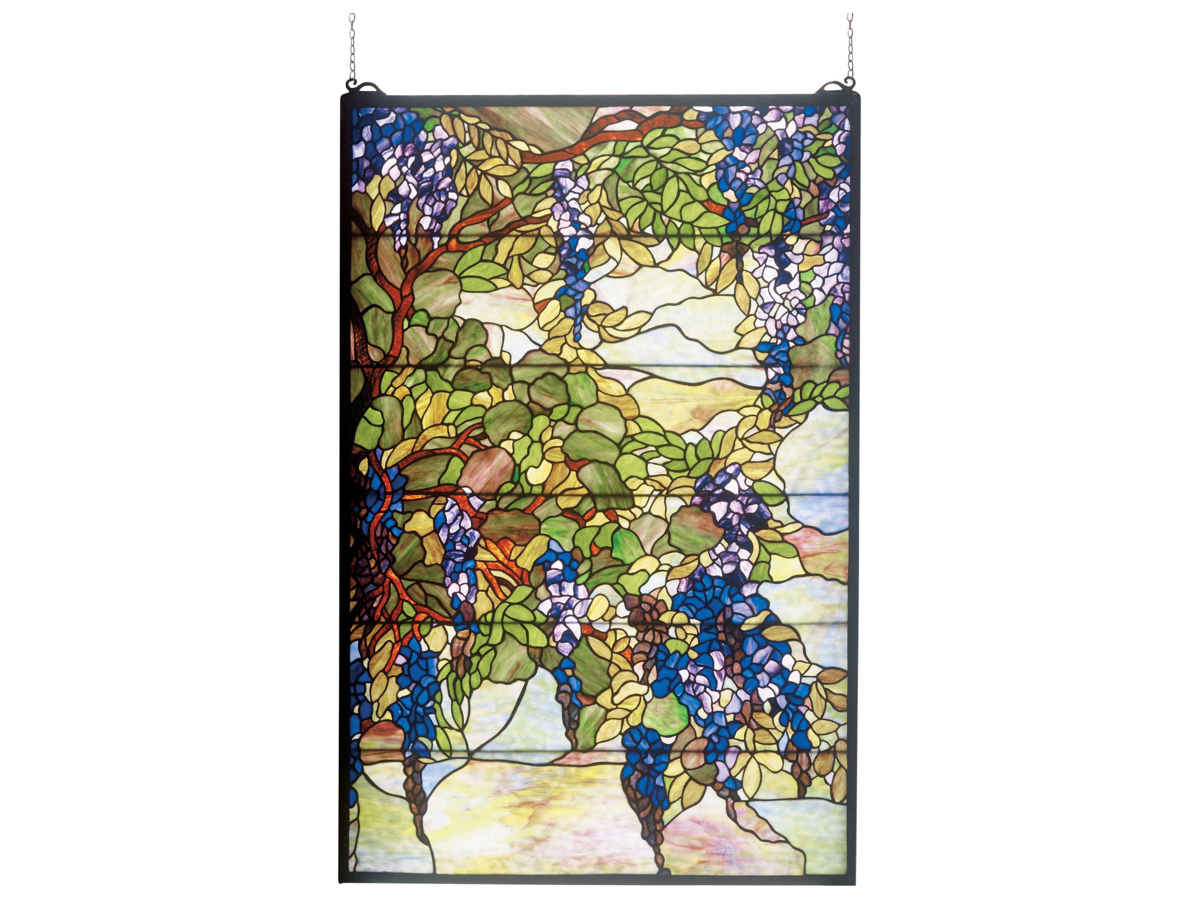 Wisteria & Snowball Stained Glass Window