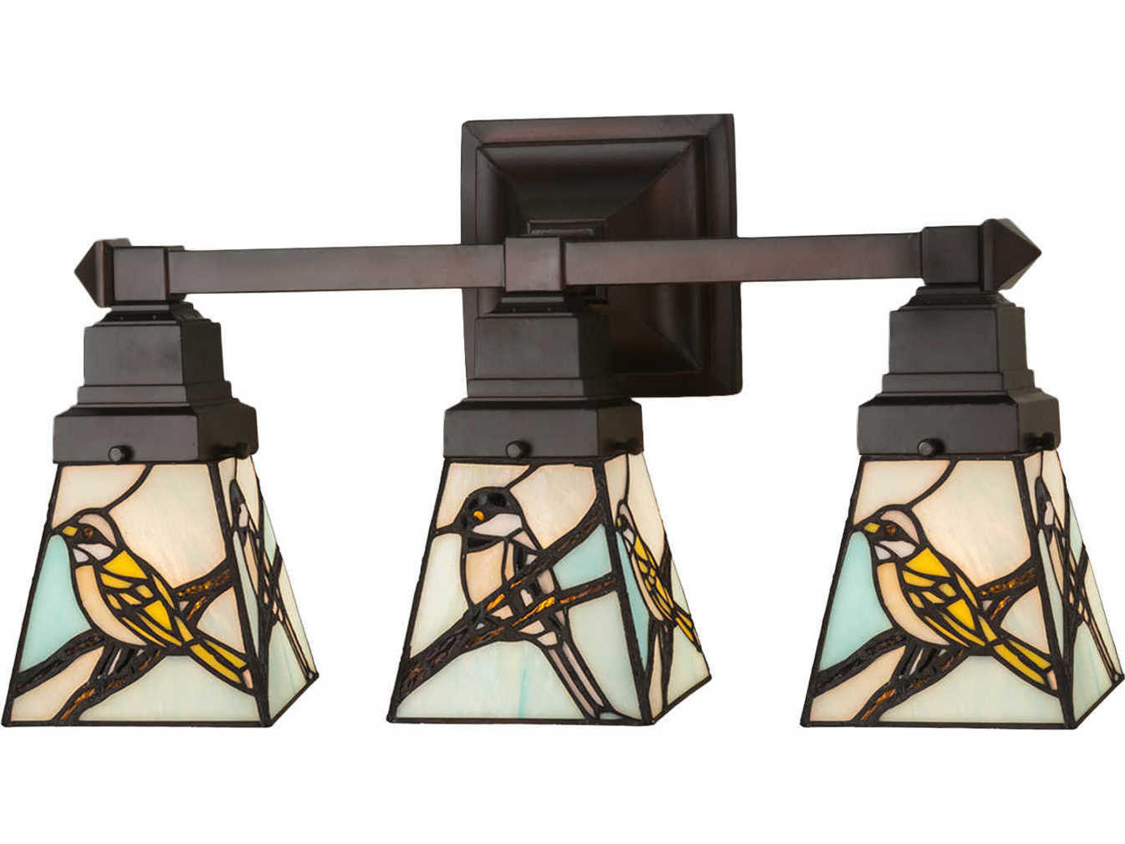 Early Morning Visitors 3-Light Brown Glass Wall Sconce
