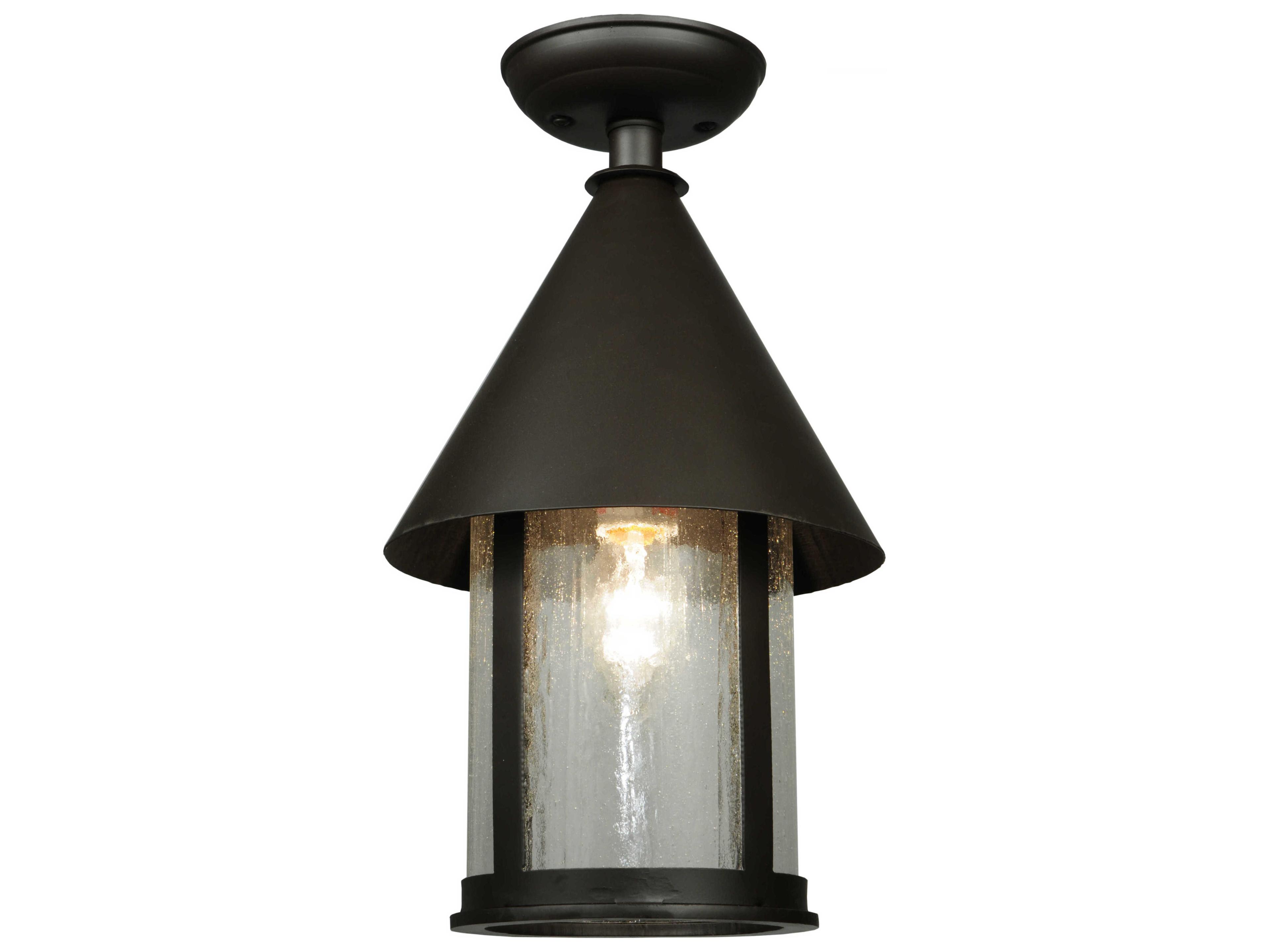 Arts & Crafts 1-Light Black Lantern Flush Mount