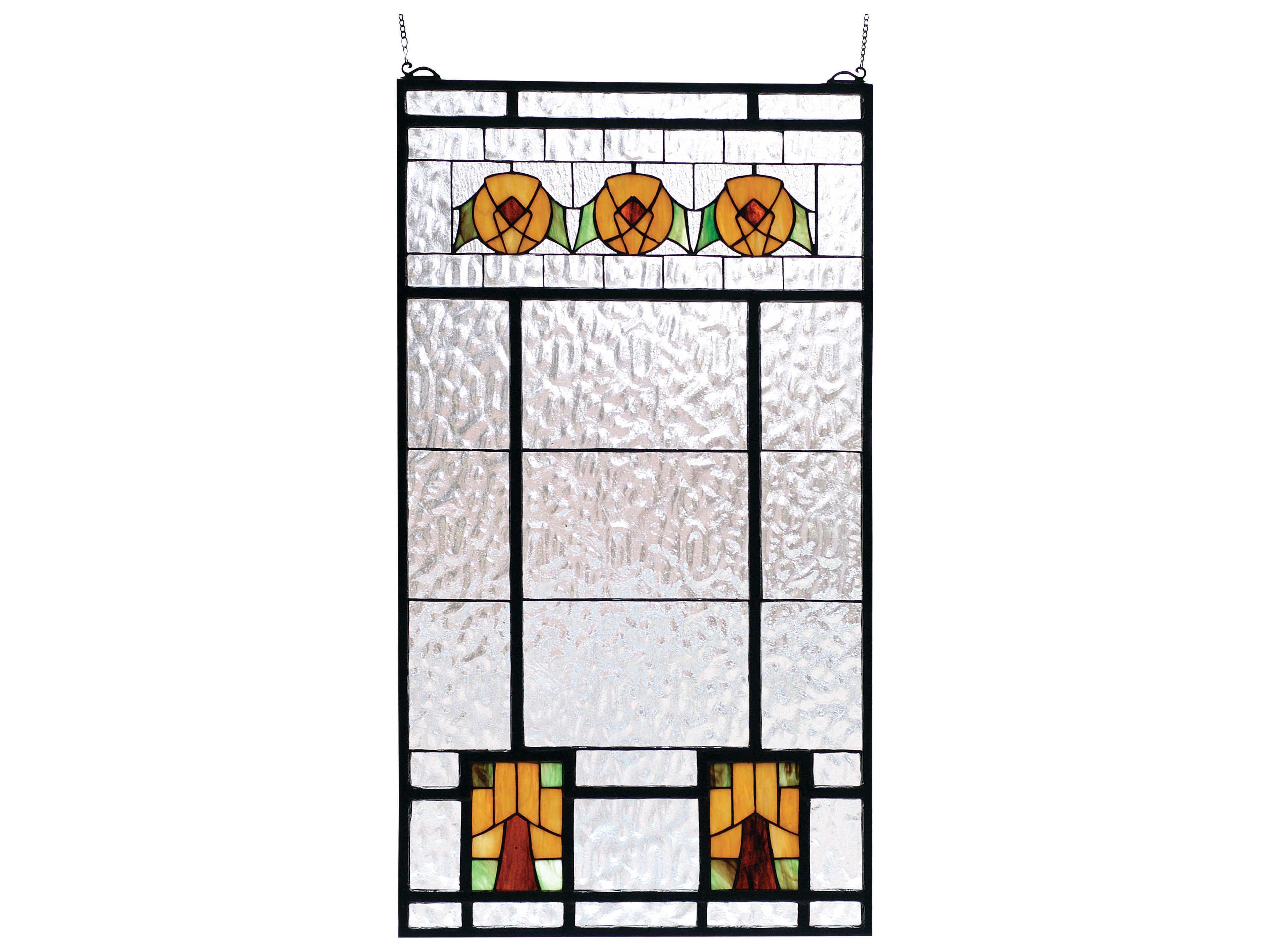 Arts & Crafts Aurora Dogwood Stained Glass Window