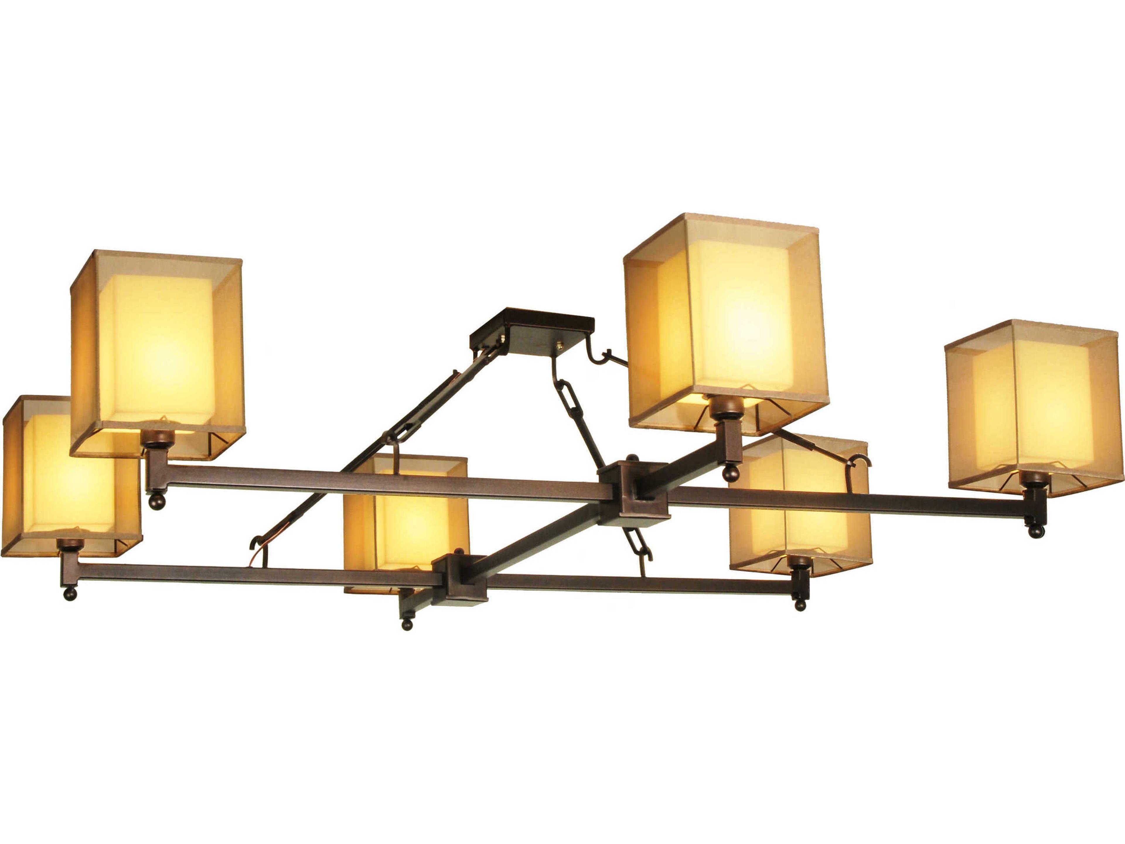 6-Light Bronze Glass Semi Flush Mount