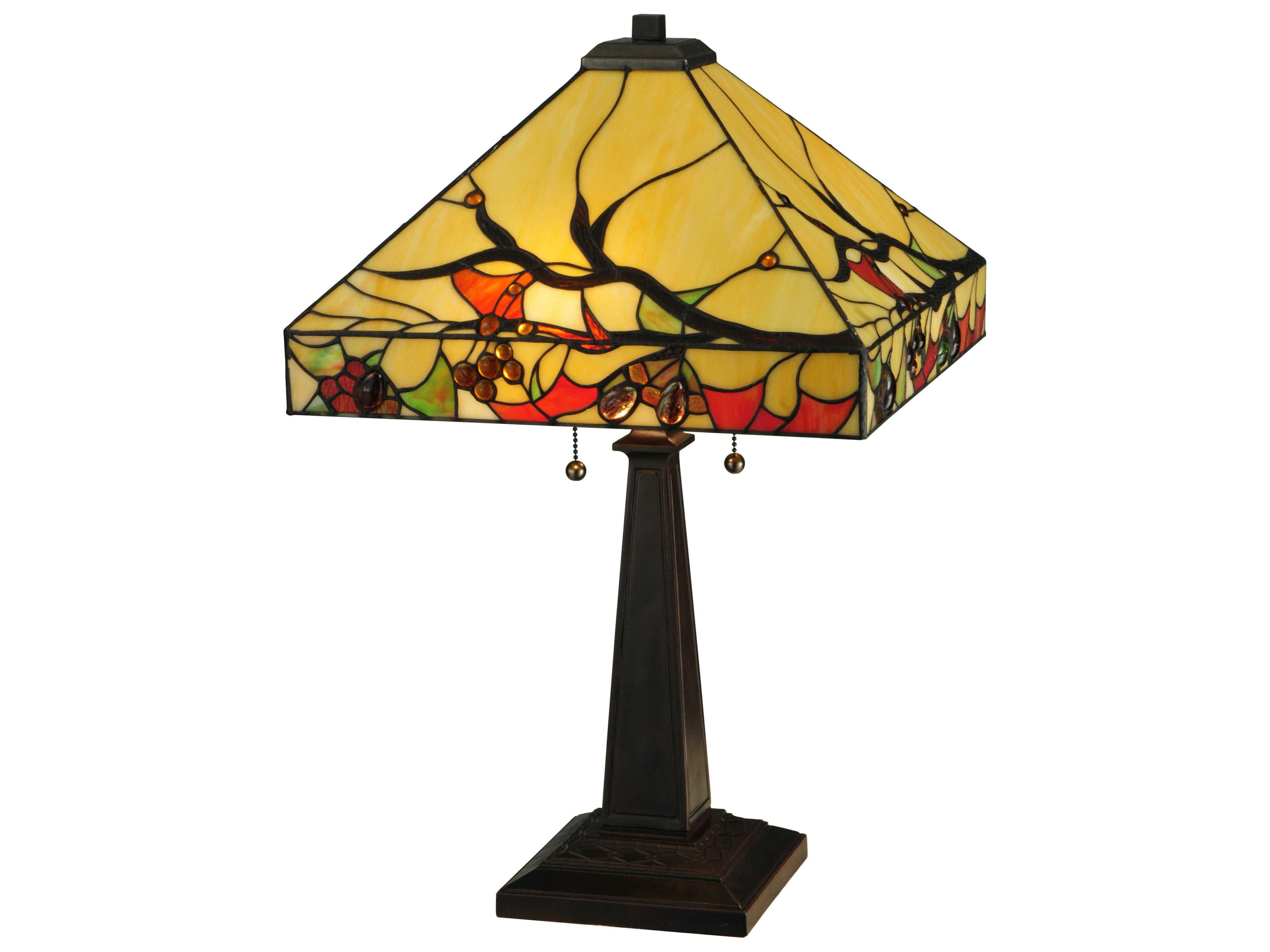 Woodland Berries Bronze Glass Tiffany Buffet Lamp