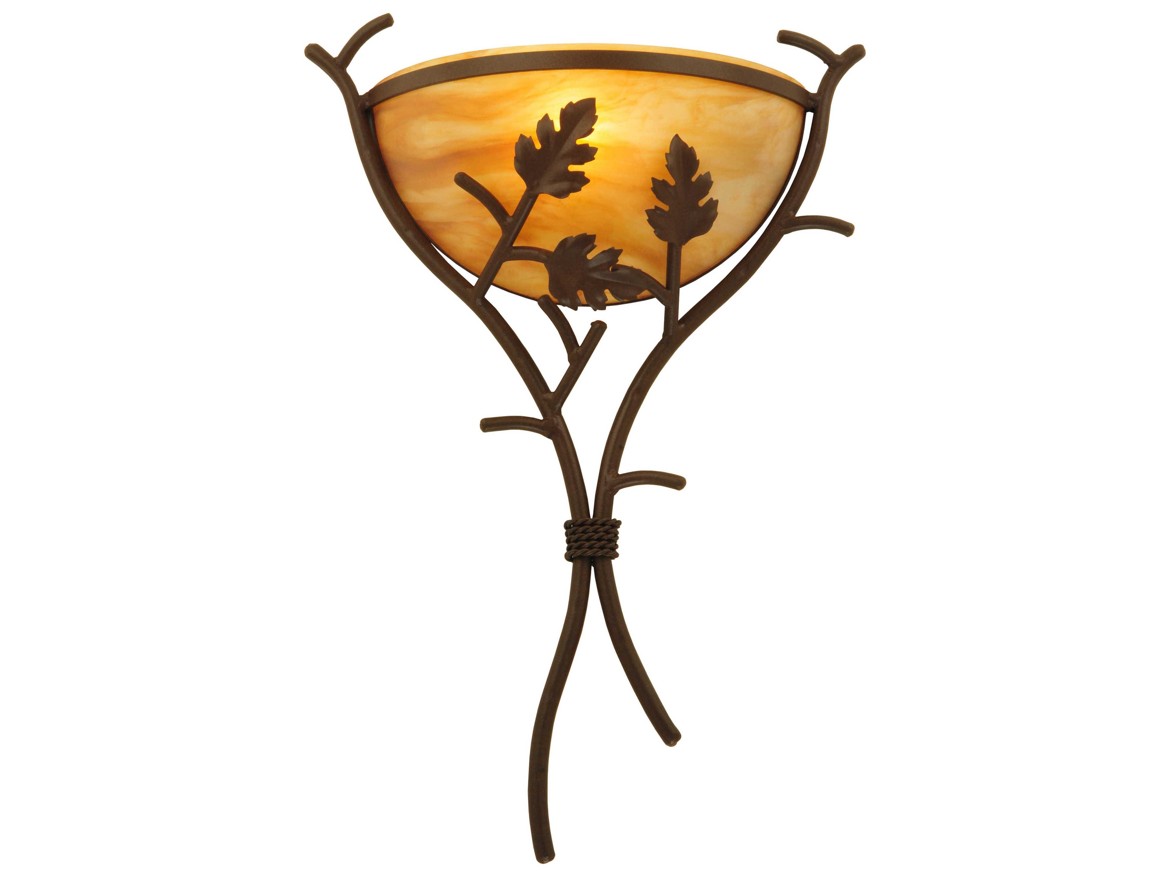 Oak Branch 1-Light Brown Glass Wall Sconce