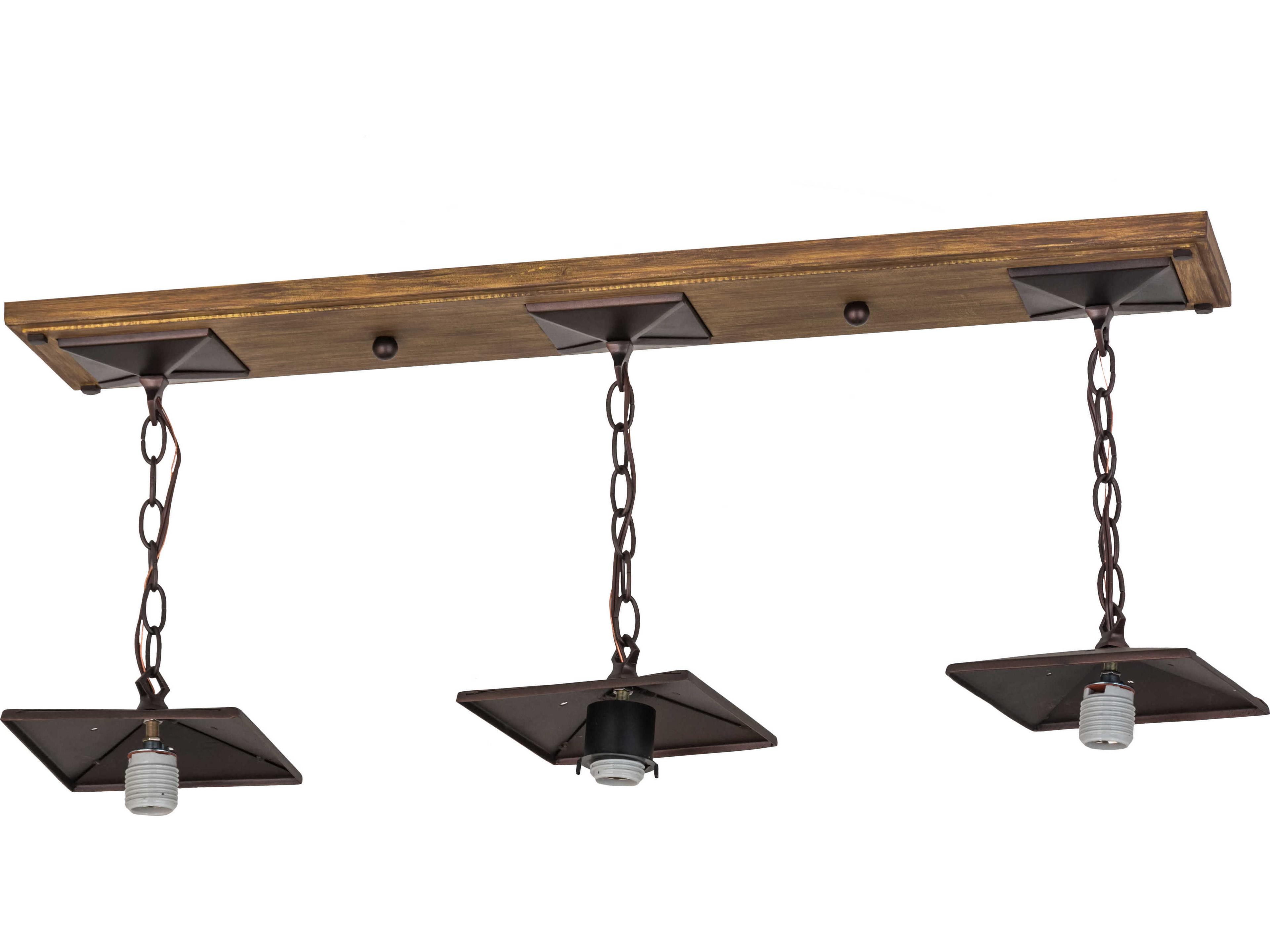 Arts & Crafts Oak With Mahogany Bronze Island Pendant