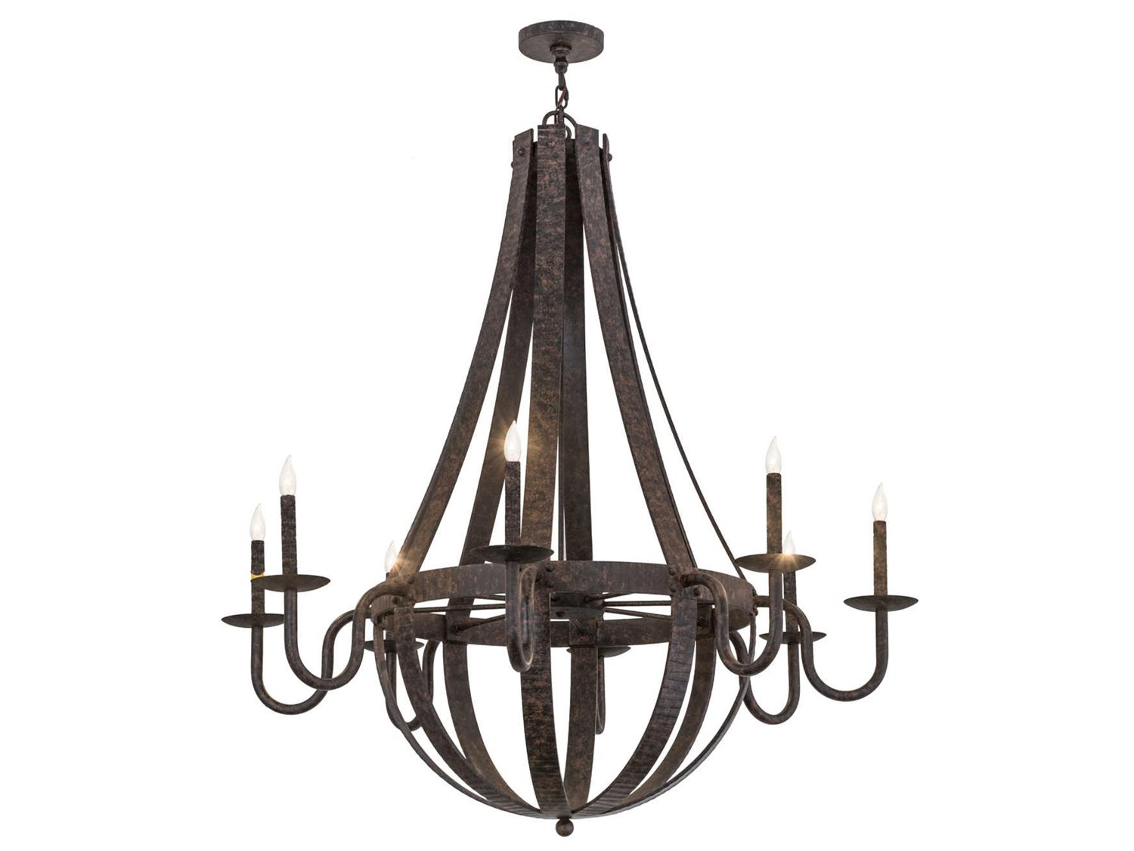 Barrel Stave 8-Light Black Candelabra Empire Chandelier