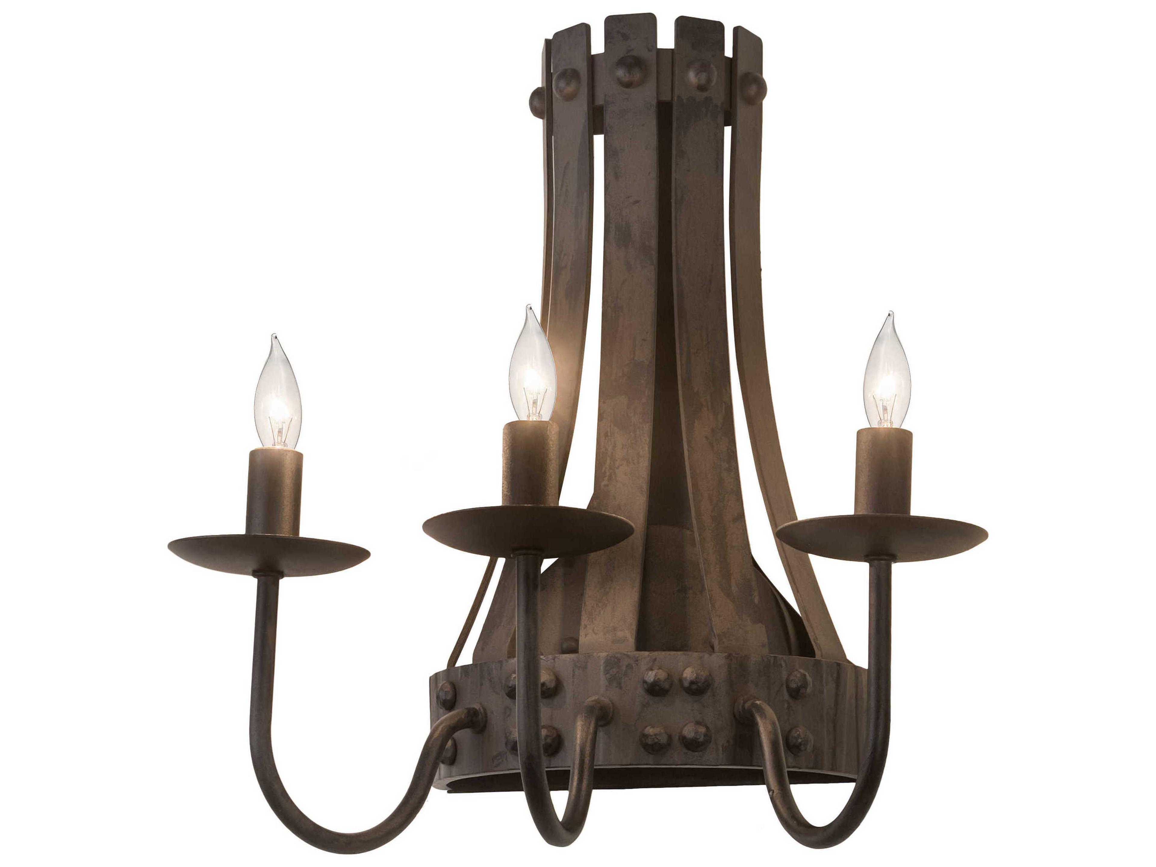 Barrel Stave 3-Light Black Wall Sconce