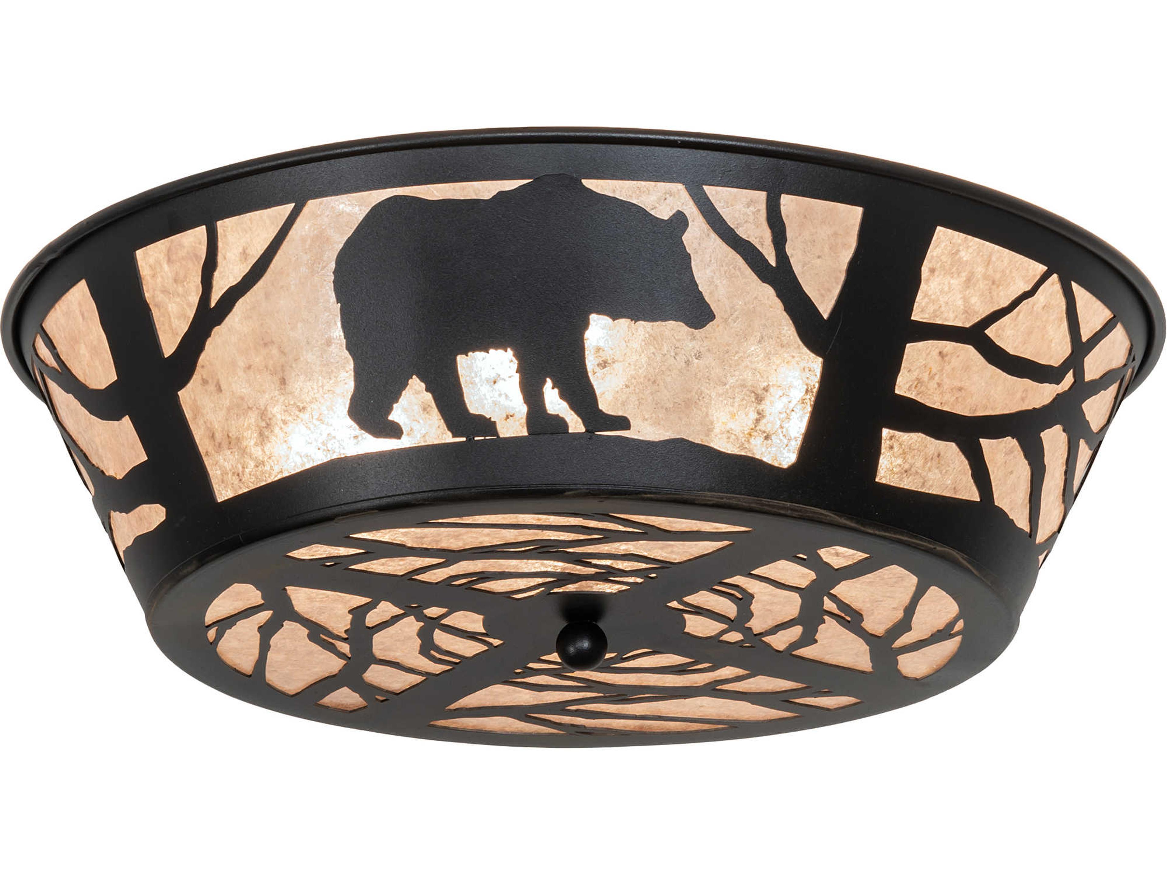 Bear On The Loose 4-Light Black Drum Flush Mount
