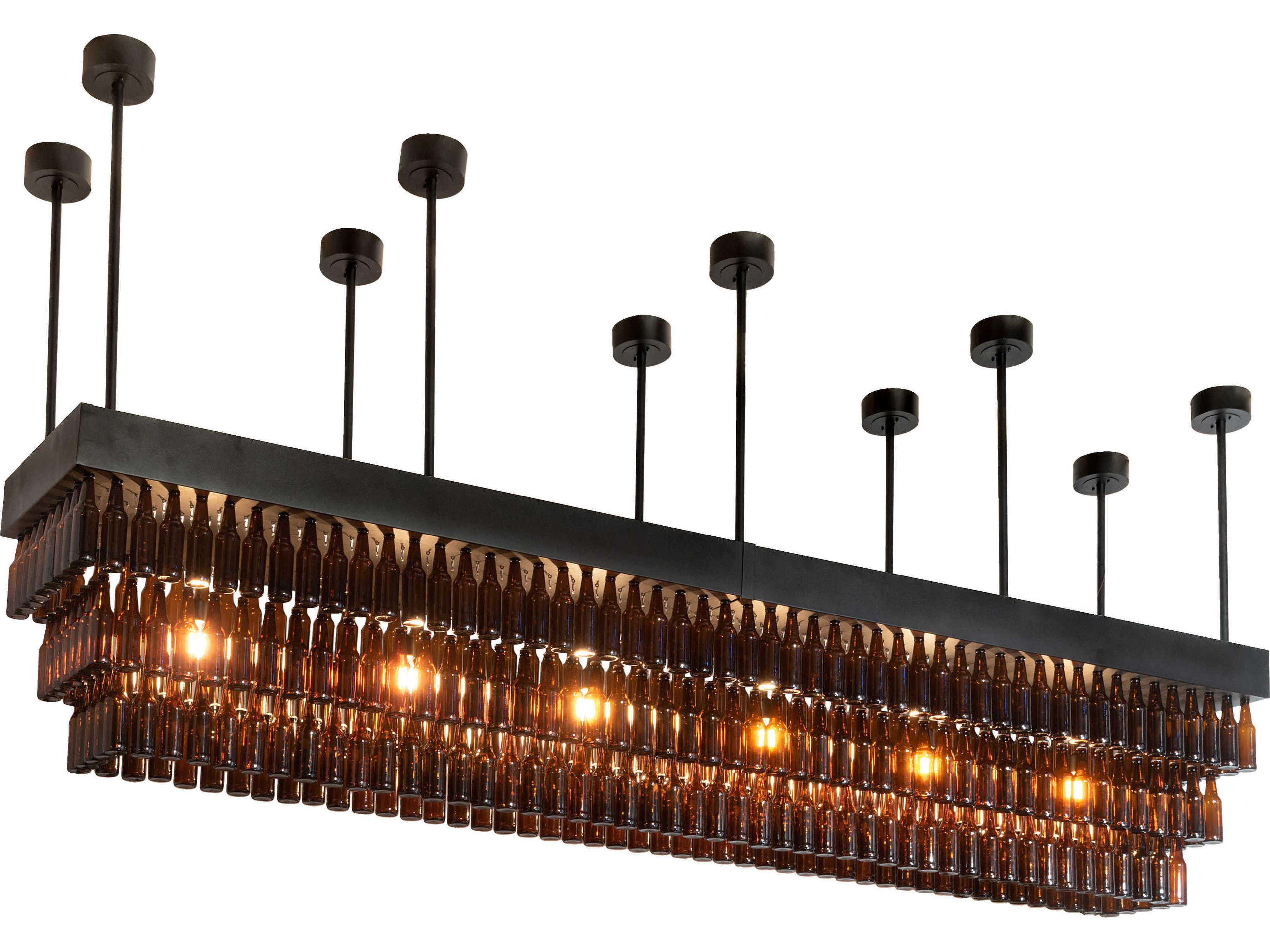 Beer 6-Light Black Amber Brown Glass Island Pendant