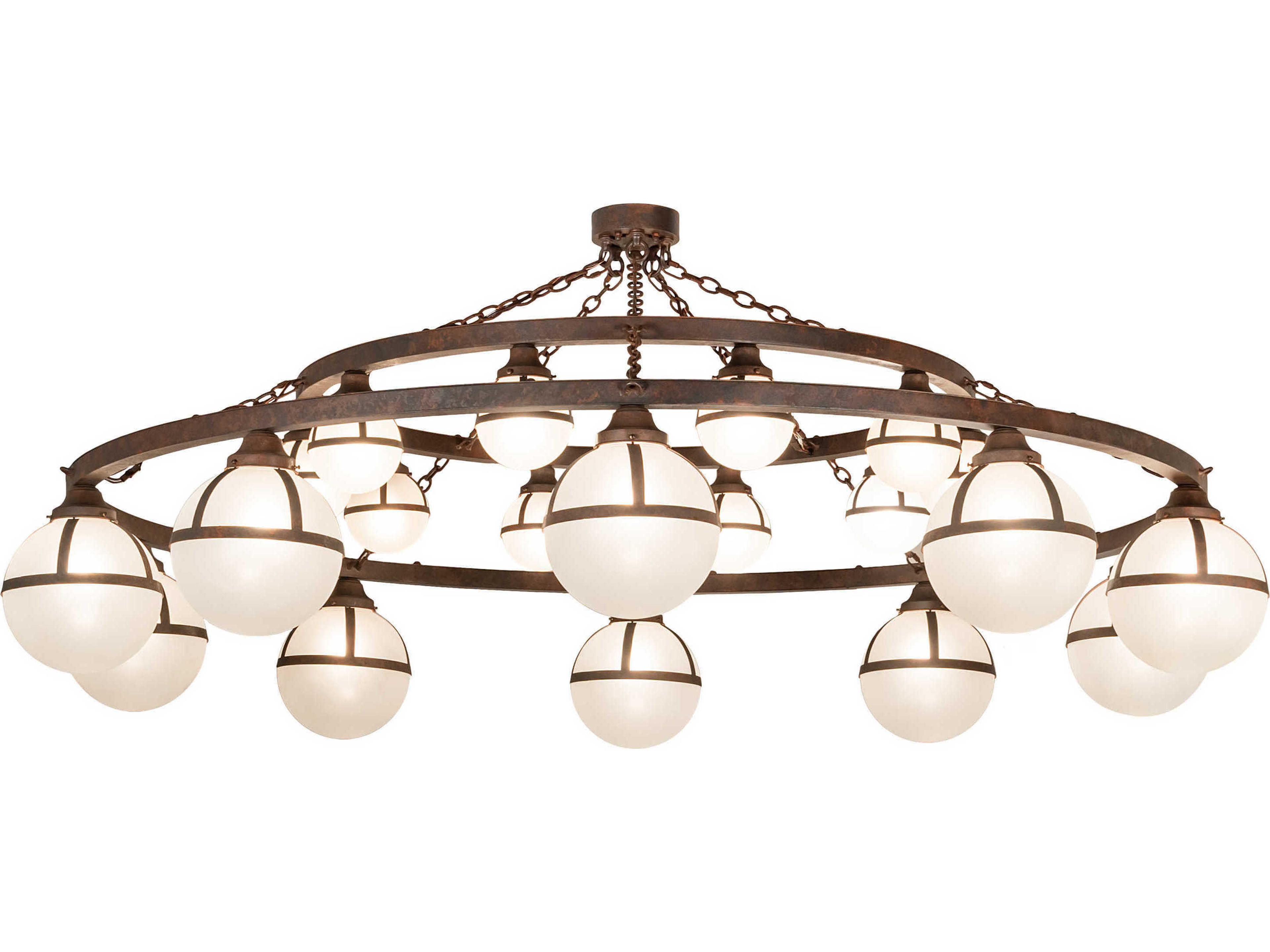 Bola 20-Light Rust Brown Glass Globe Chandelier