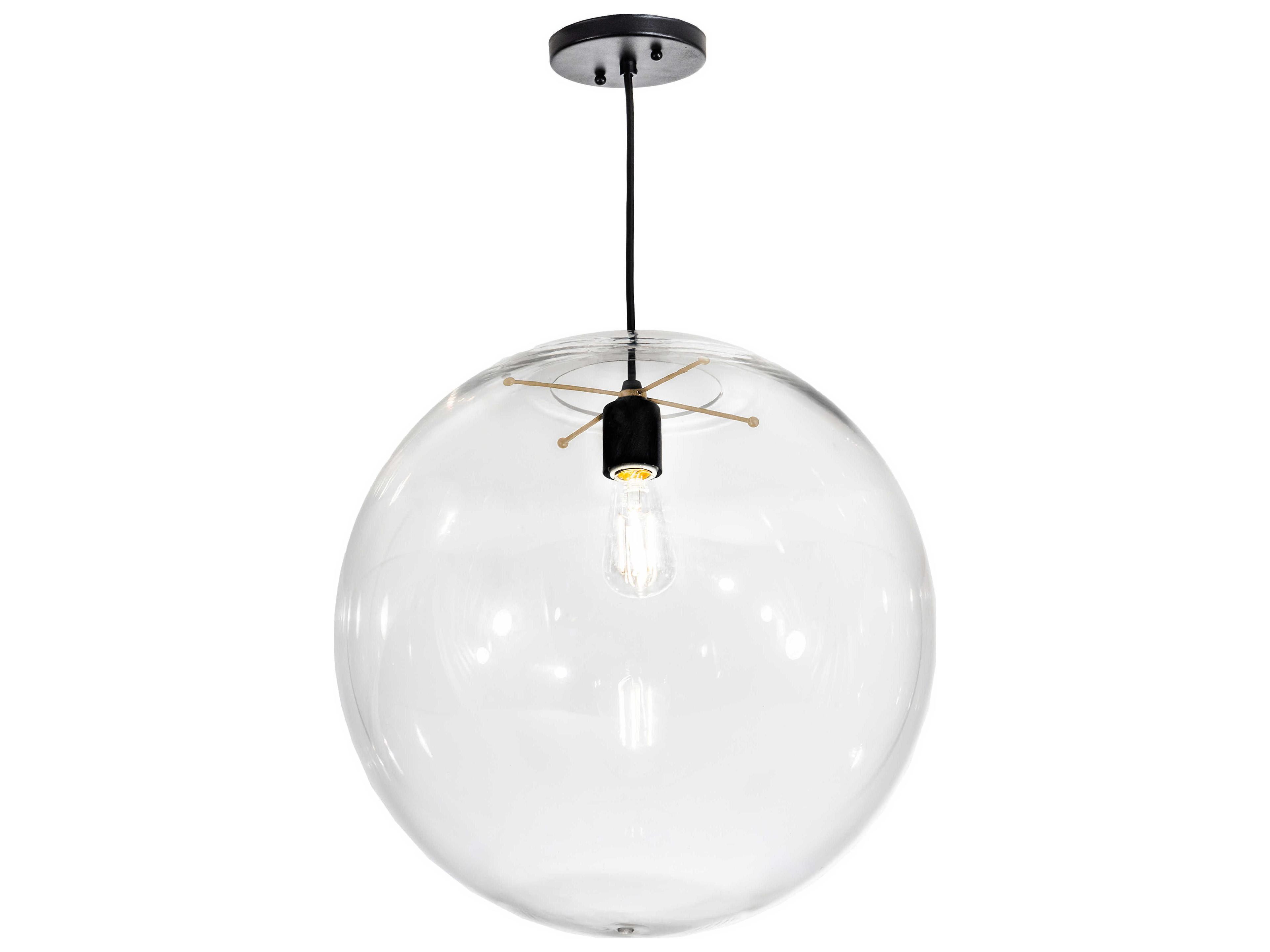 Bola 1-Light Black Clear Crystal Globe Pendant