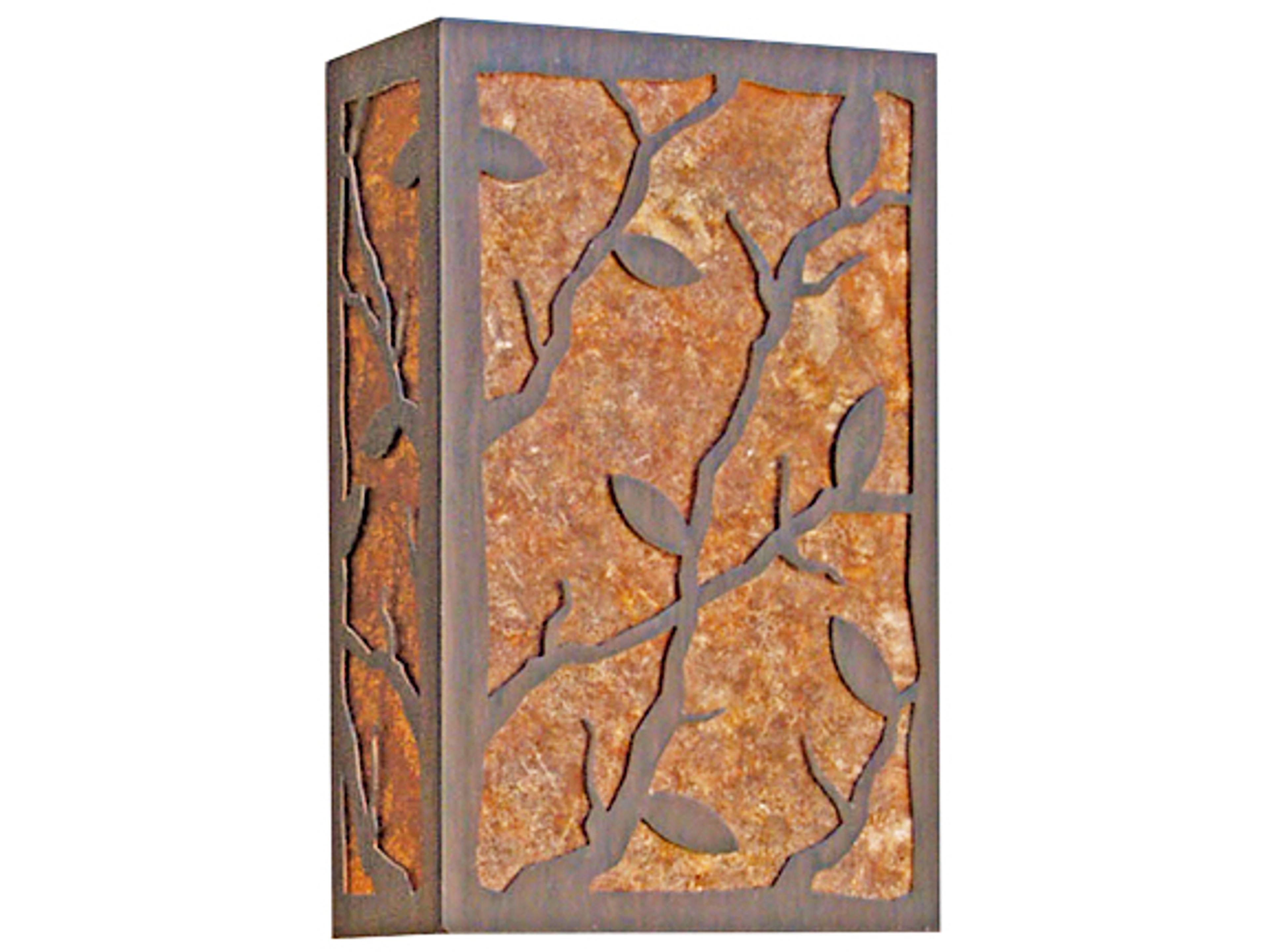 Branches 2-Light Rustic Iron Brown Tiffany Wall Sconce