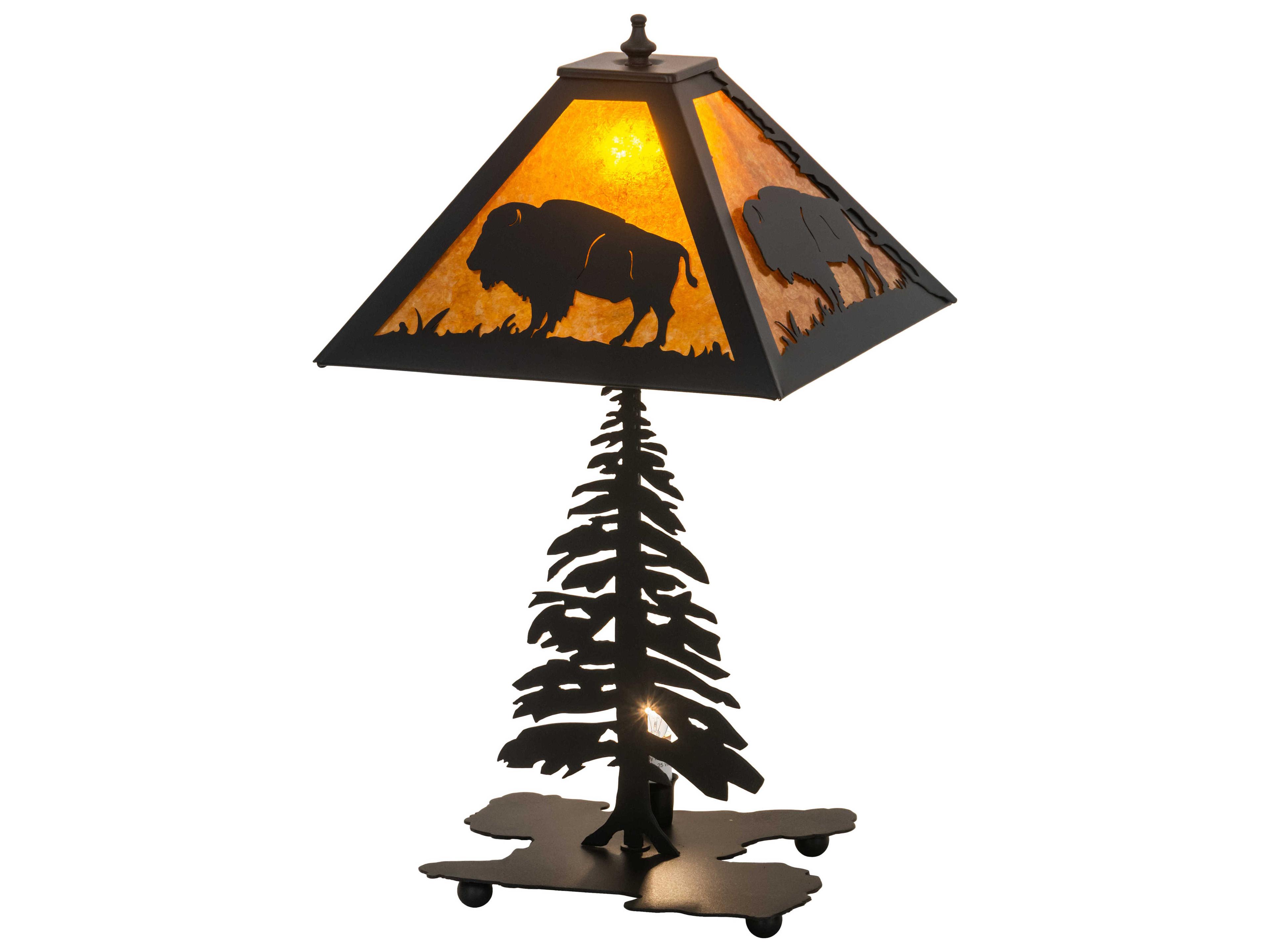 Buffalo Rustic Lodge Black Amber Mica Brown Table Lamp