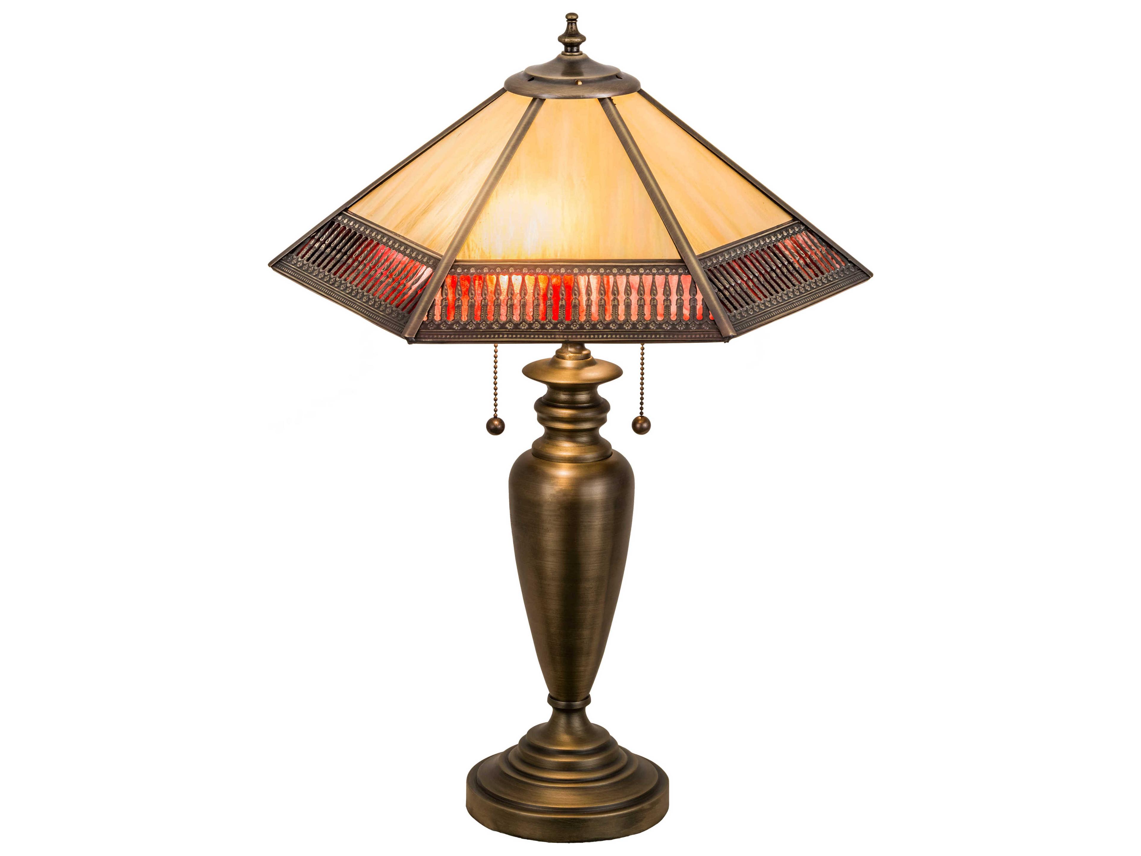 Glass Brass Buffet Lamp