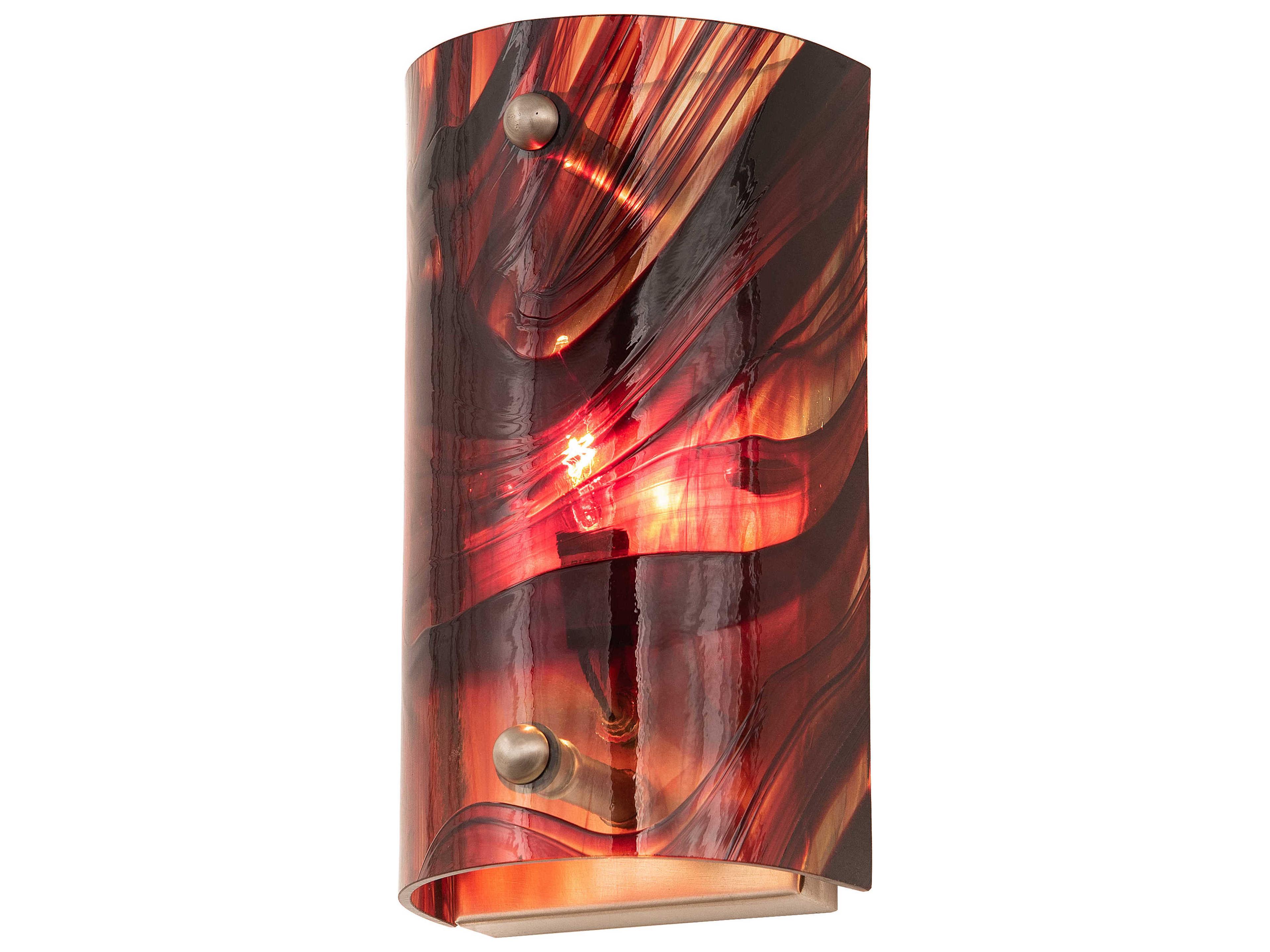 Cabernet Swirl 1-Light Brushed Nickel Red Glass Tiffany Wall Sconce