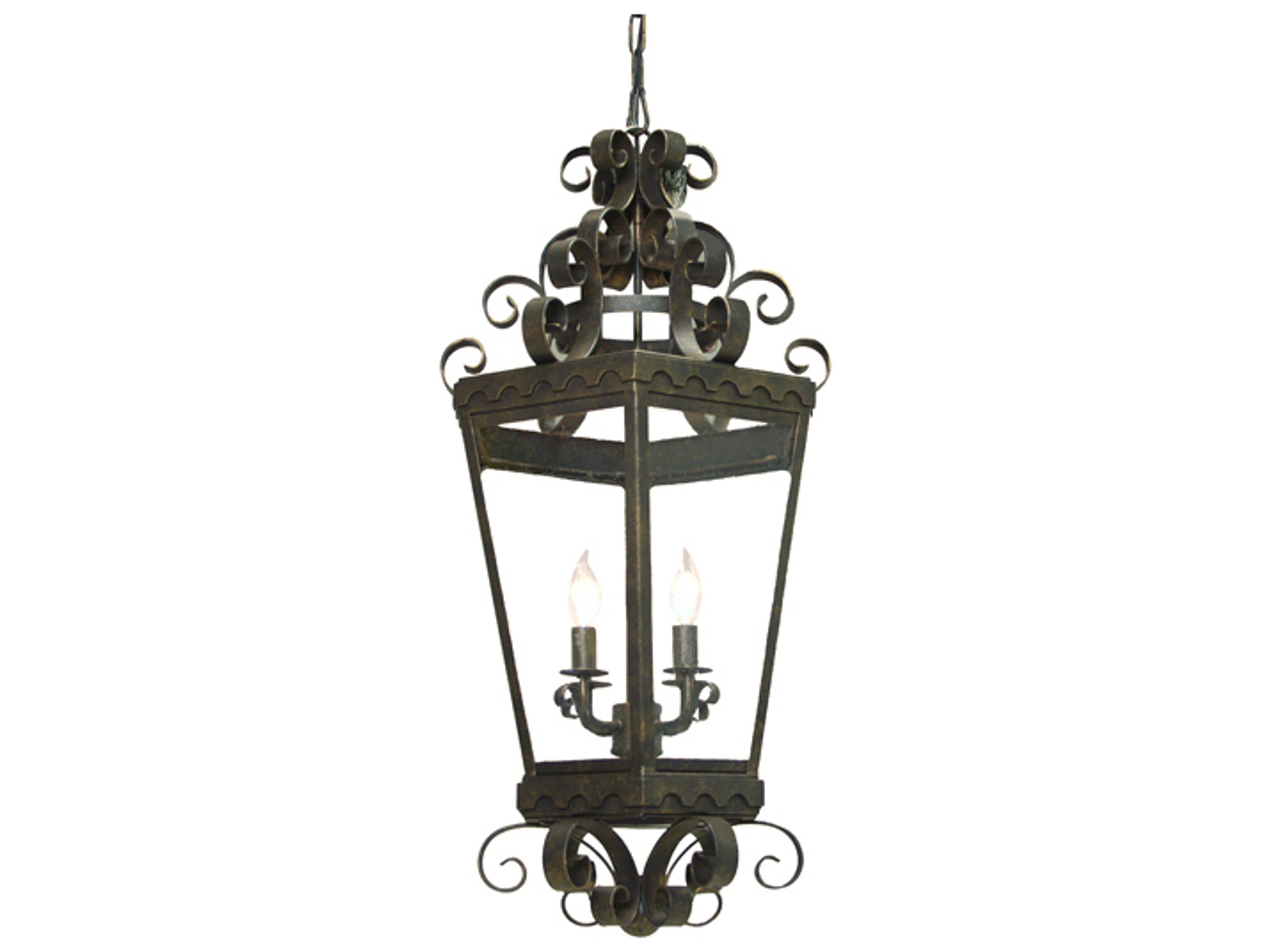 Cadenza 4-Light Gilded Tobacco Brown Candelabra Lantern Chandelier