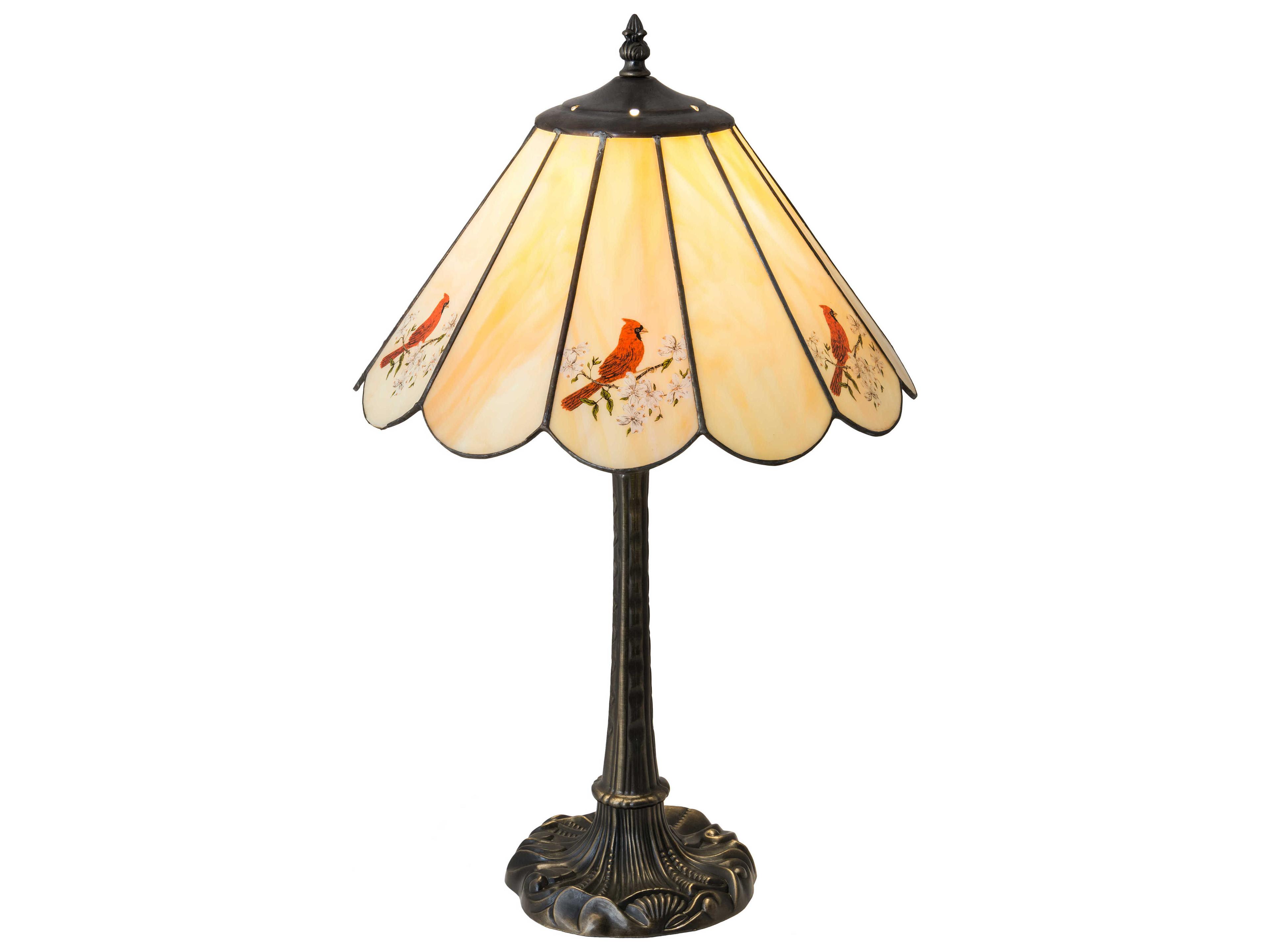 Cardinal Glass Ruby Green Beige Off White Table Lamp