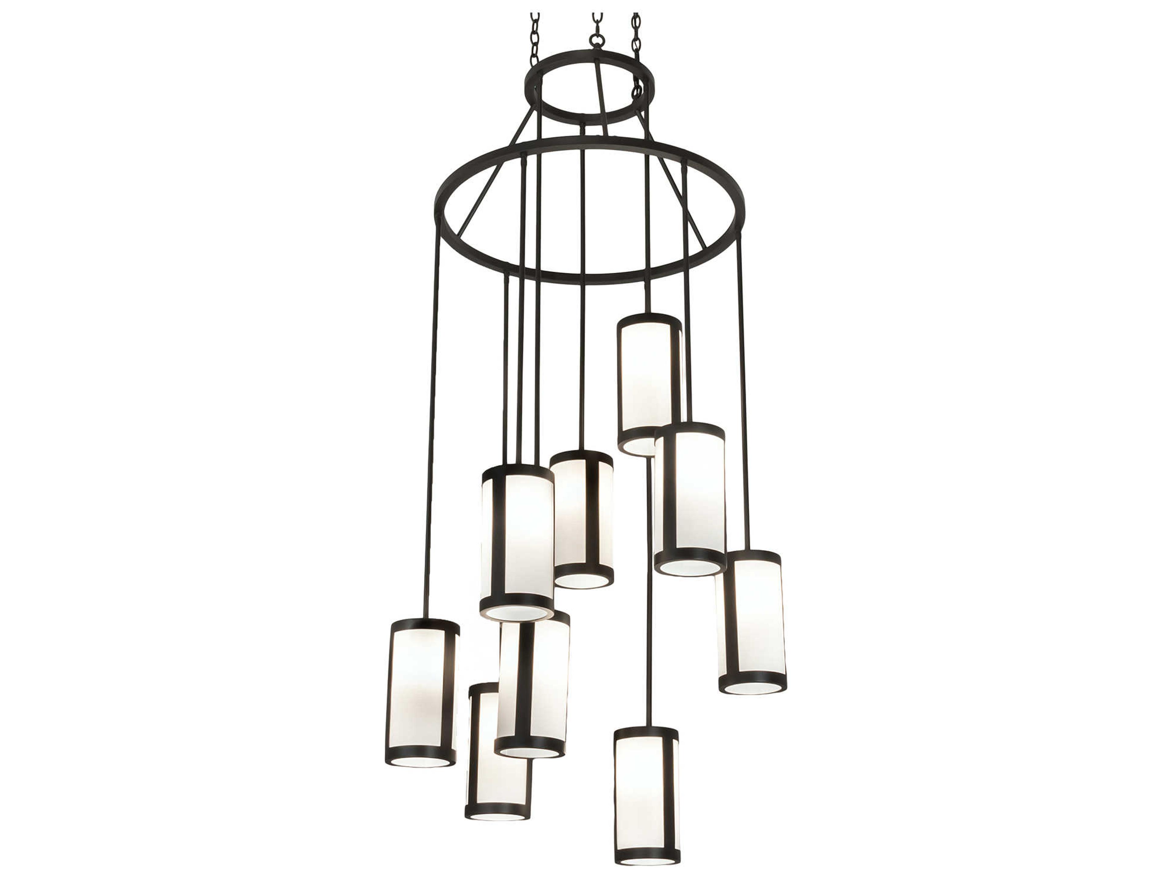 Cartier 9-Light Wrought Iron Black Cylinder Pendant