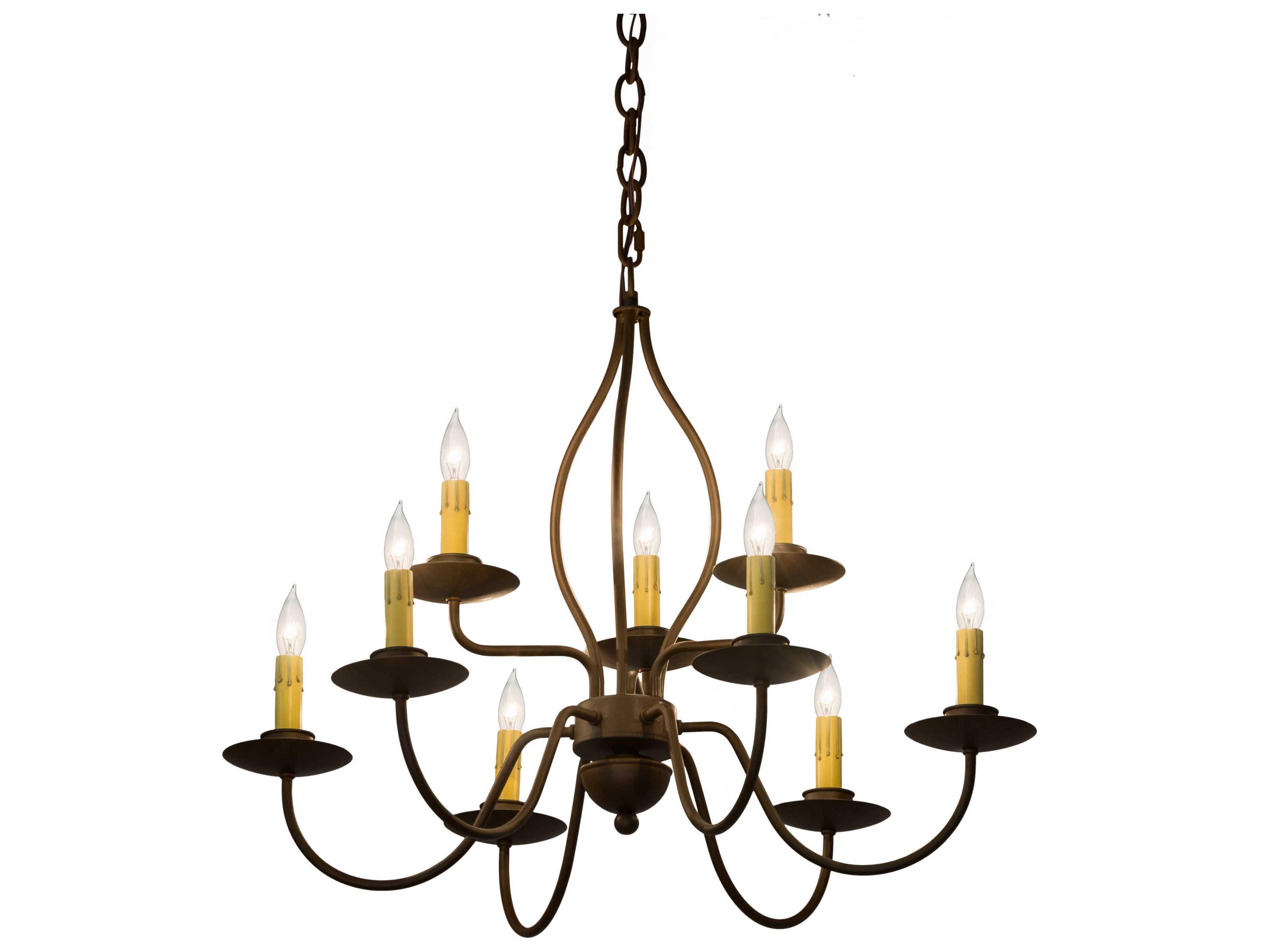 9-Light Brown Glass Candelabra Chandelier