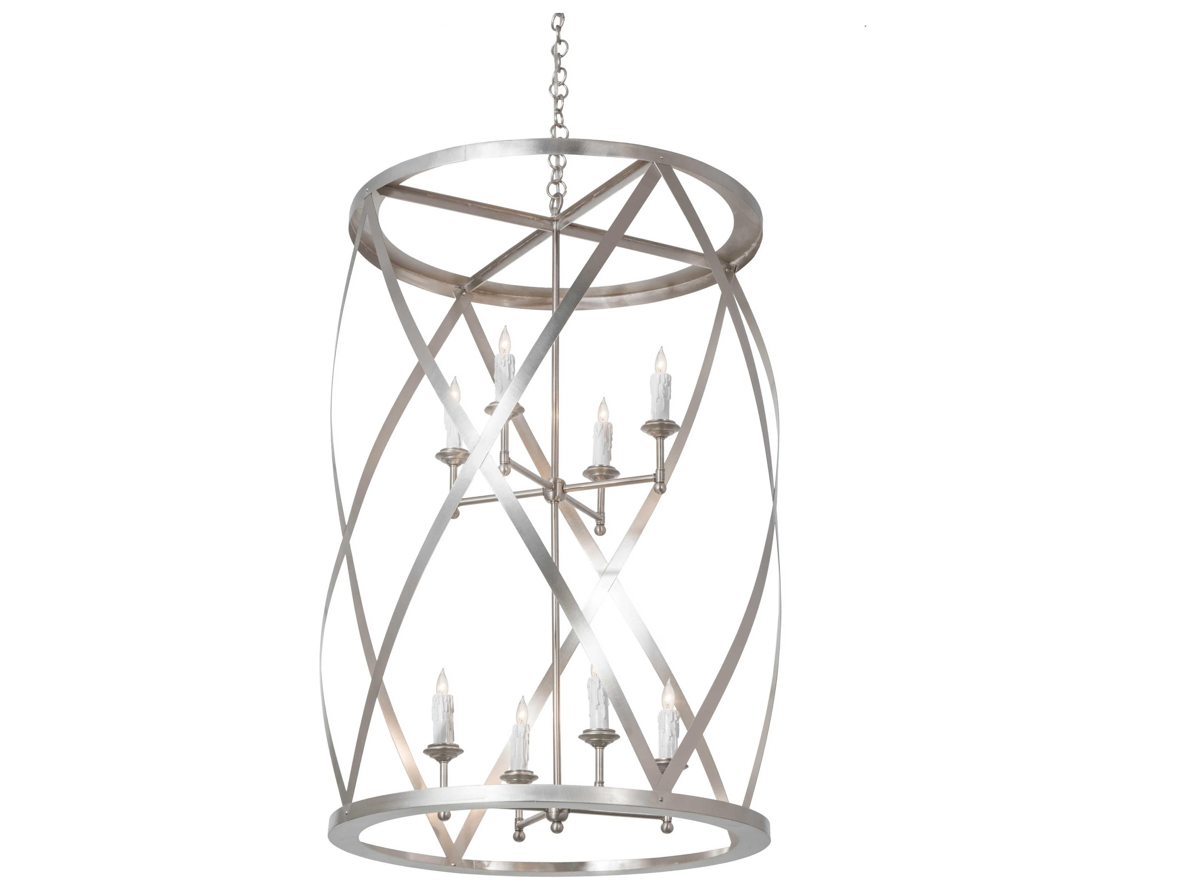8-Light Nickel Glass Candelabra Tiered Chandelier