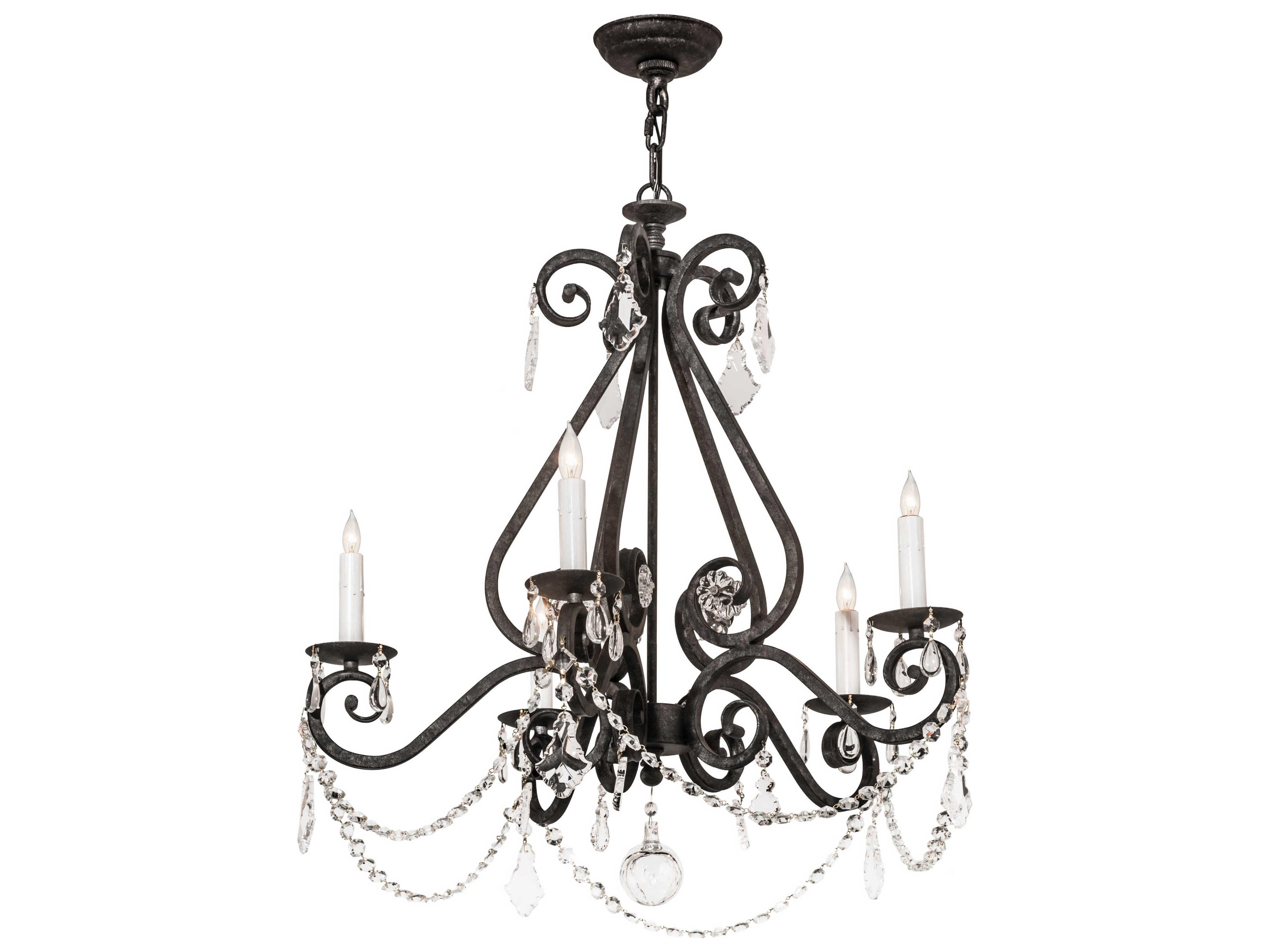 Adrianna 5-Light Black Crystal Candelabra Chandelier