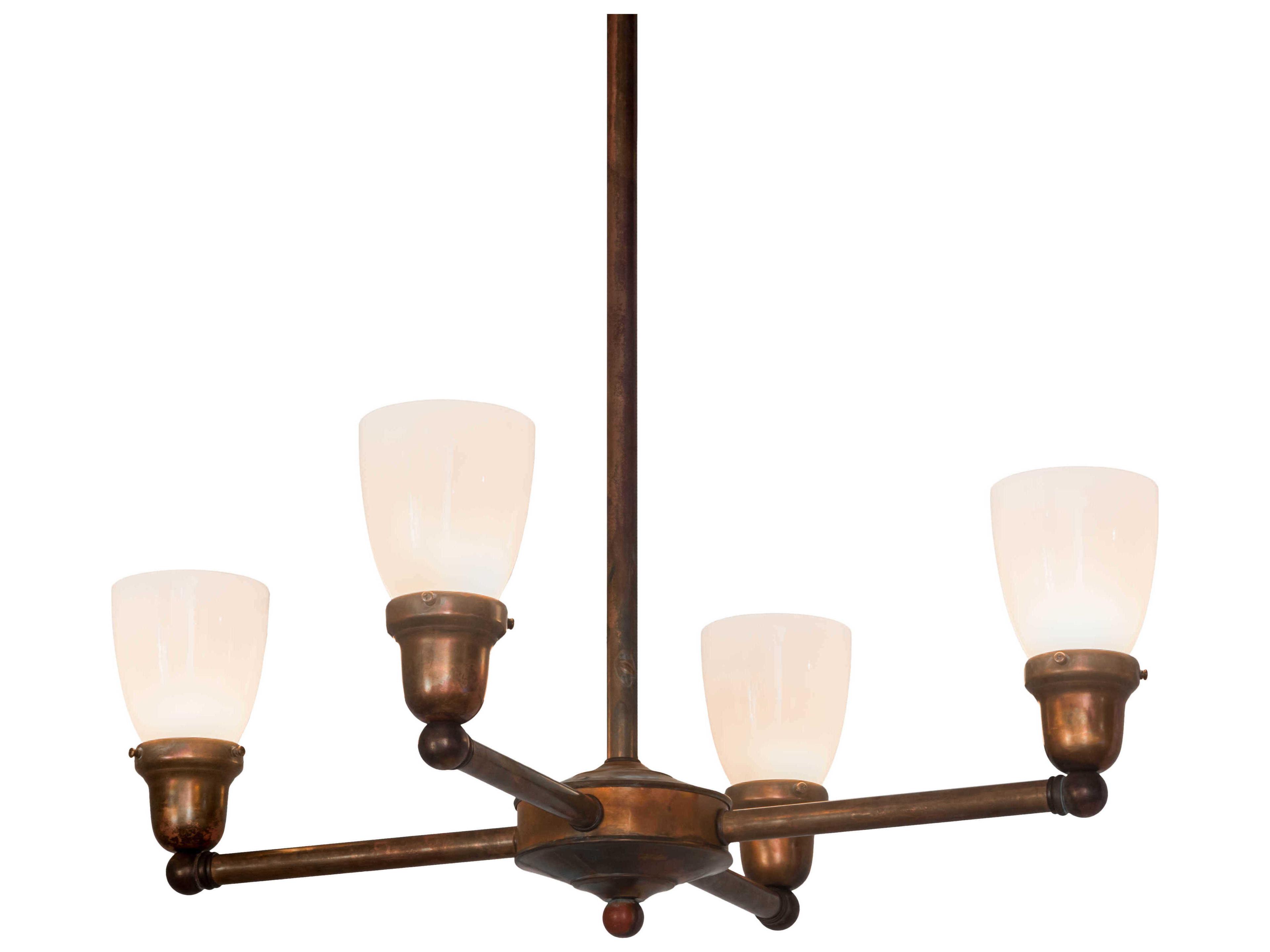 4-Light Copper Glass Bell Chandelier