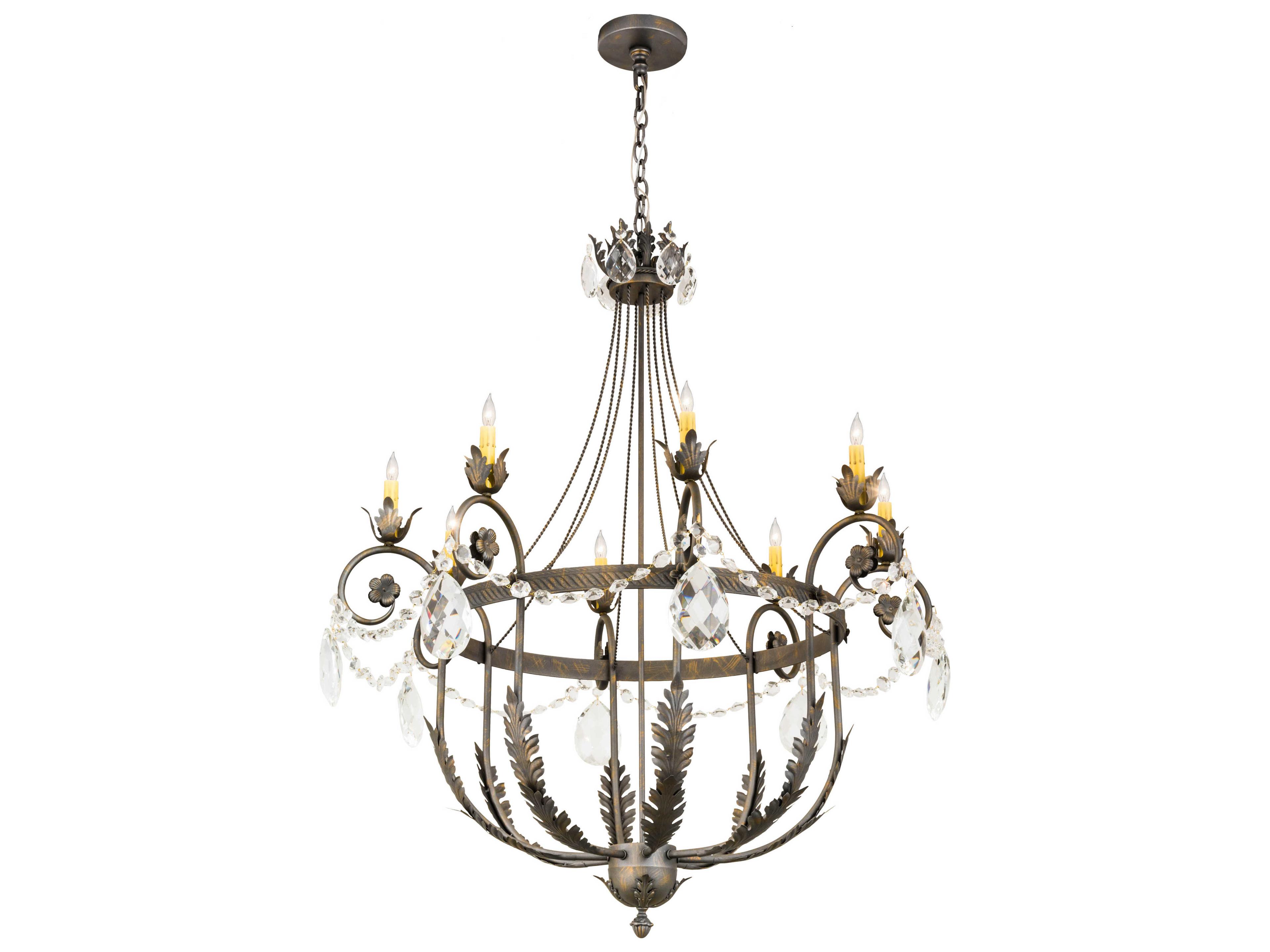 Antonia 8-Light Bronze Crystal Glass Candelabra Chandelier