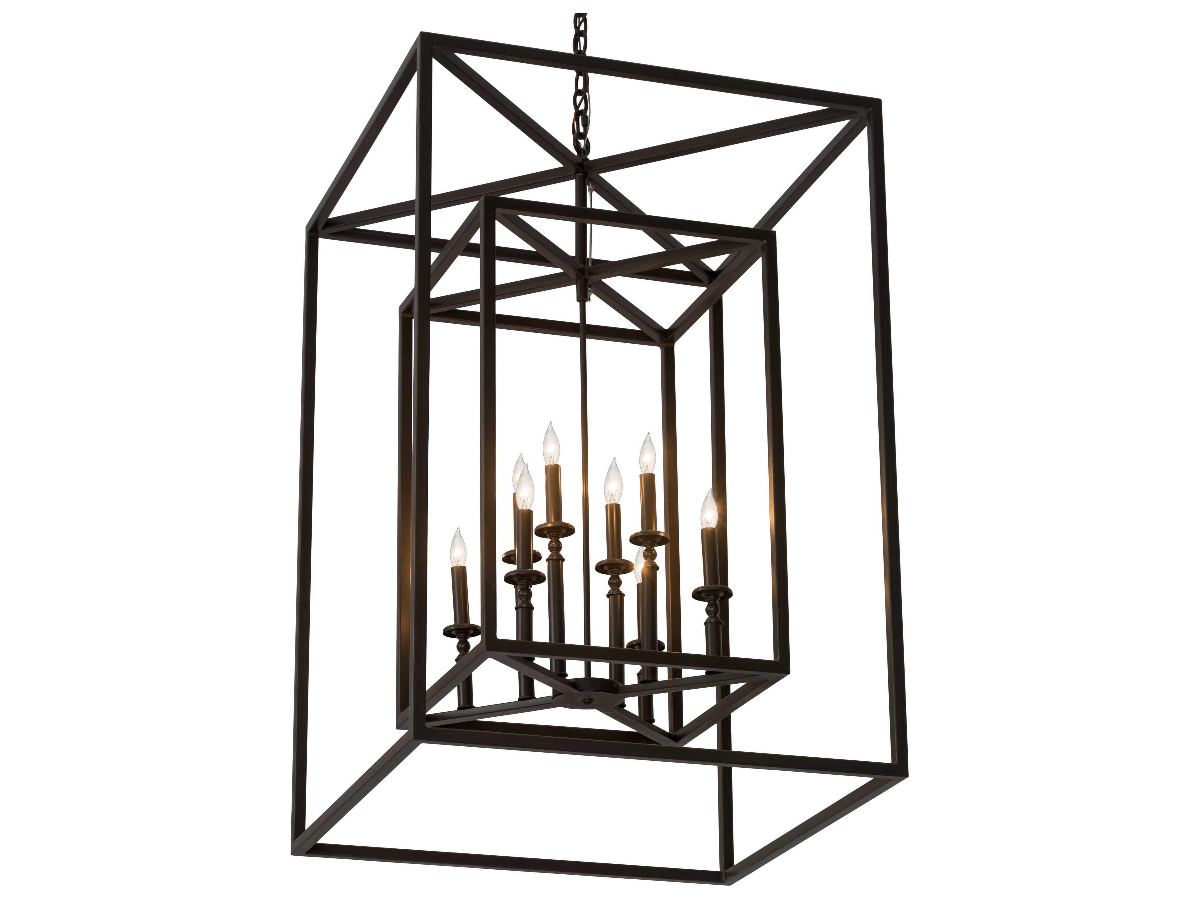 Kitzi Box 8-Light Bronze Glass Chandelier