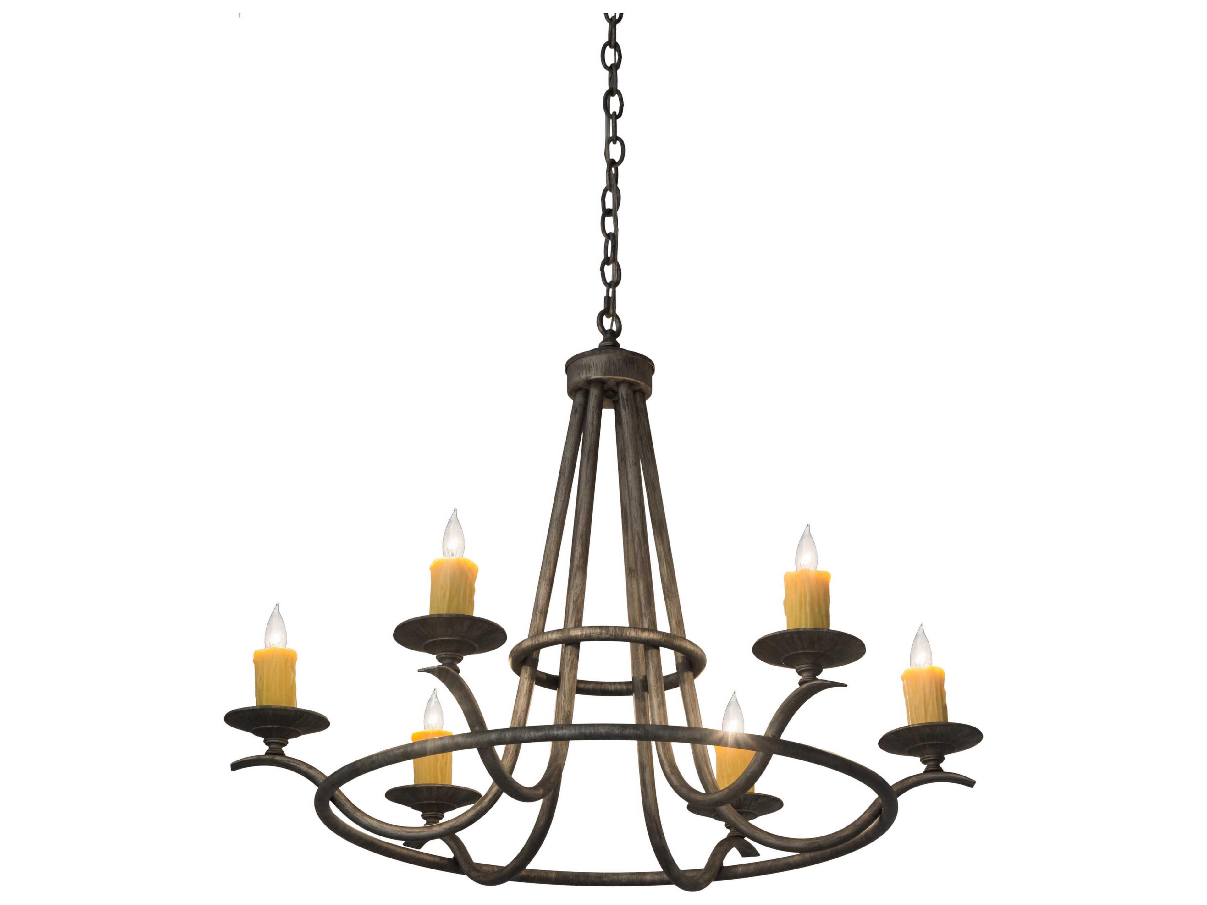 Octavia 6-Light Black Glass Candelabra Chandelier