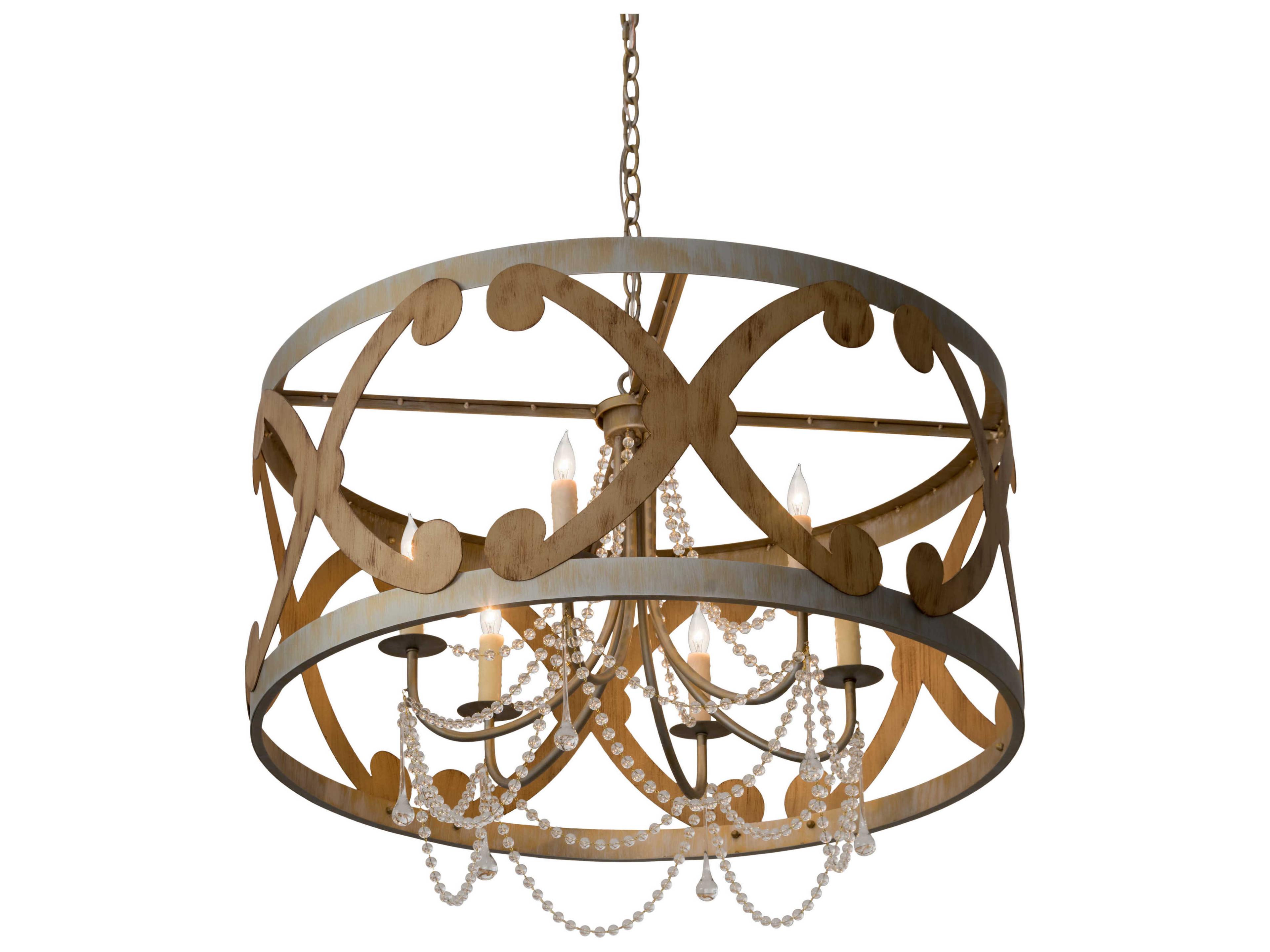 6-Light Gold Crystal Glass Candelabra Round Chandelier