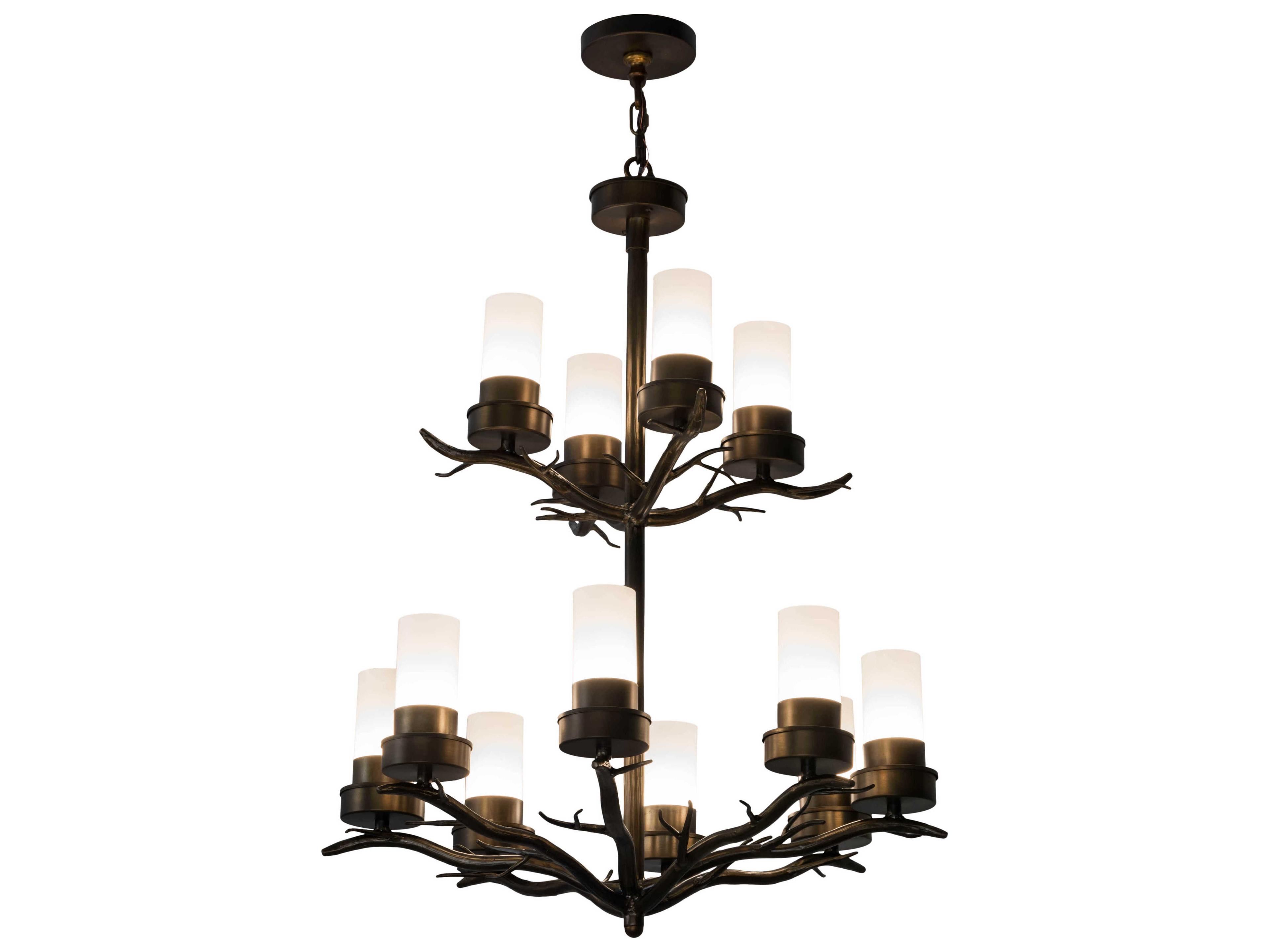 Winter Solstice 12-Light Copper Glass Cylinder Tiered Chandelier