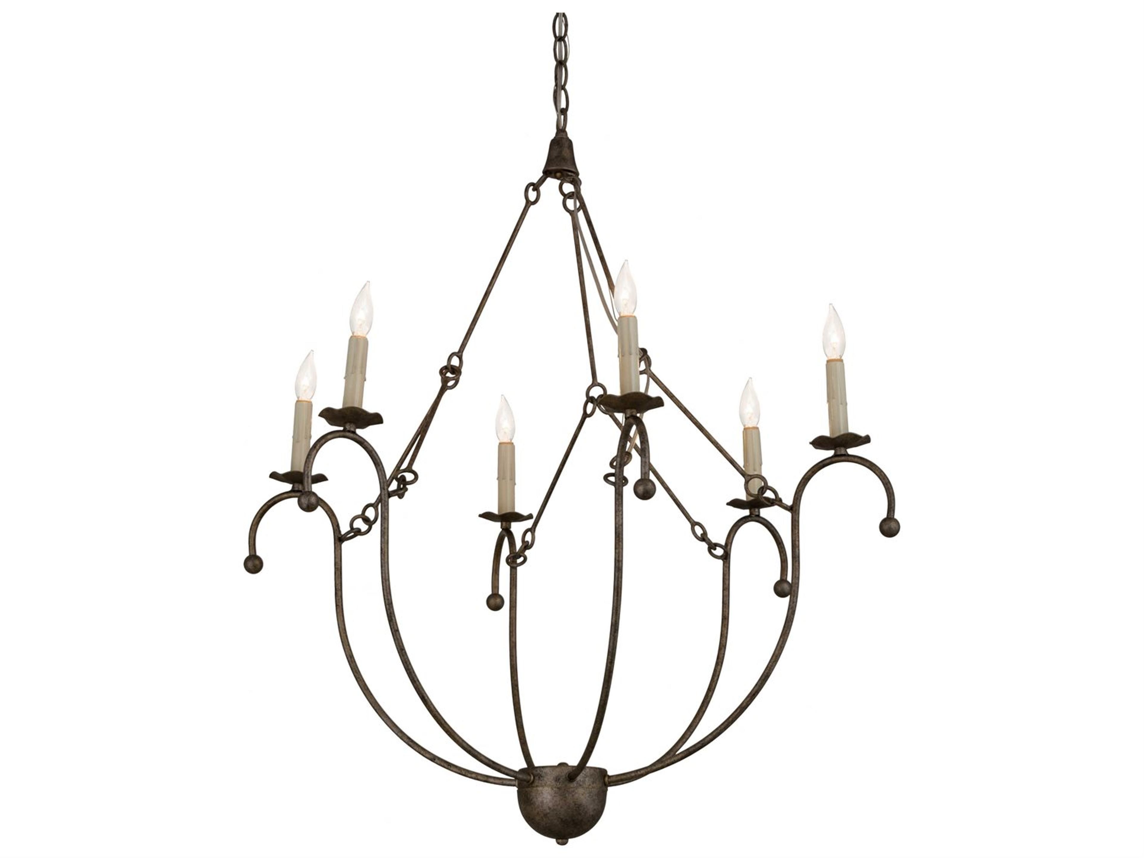 6-Light Silver Glass Candelabra Chandelier