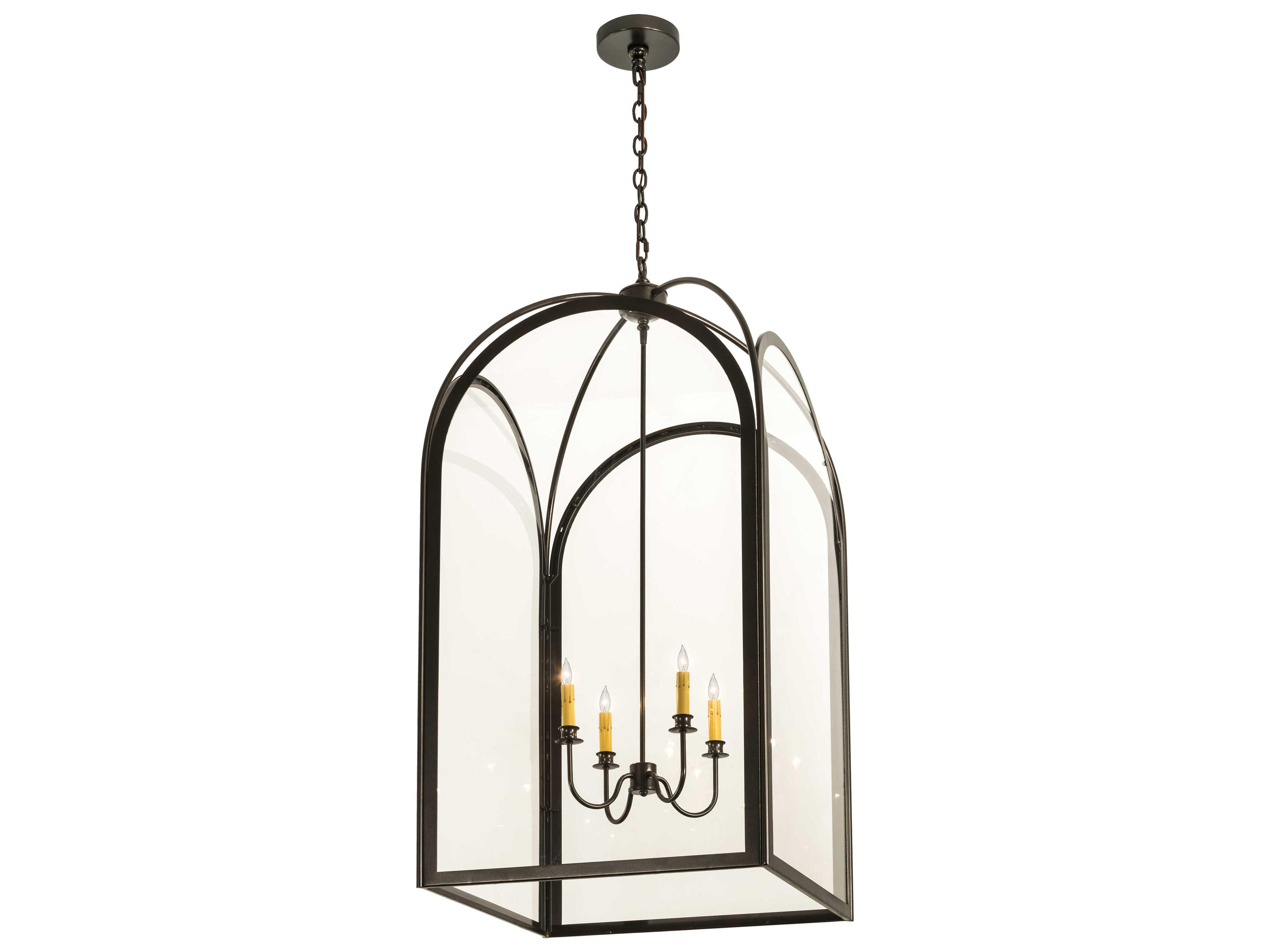 4-Light Bronze Glass Candelabra Chandelier