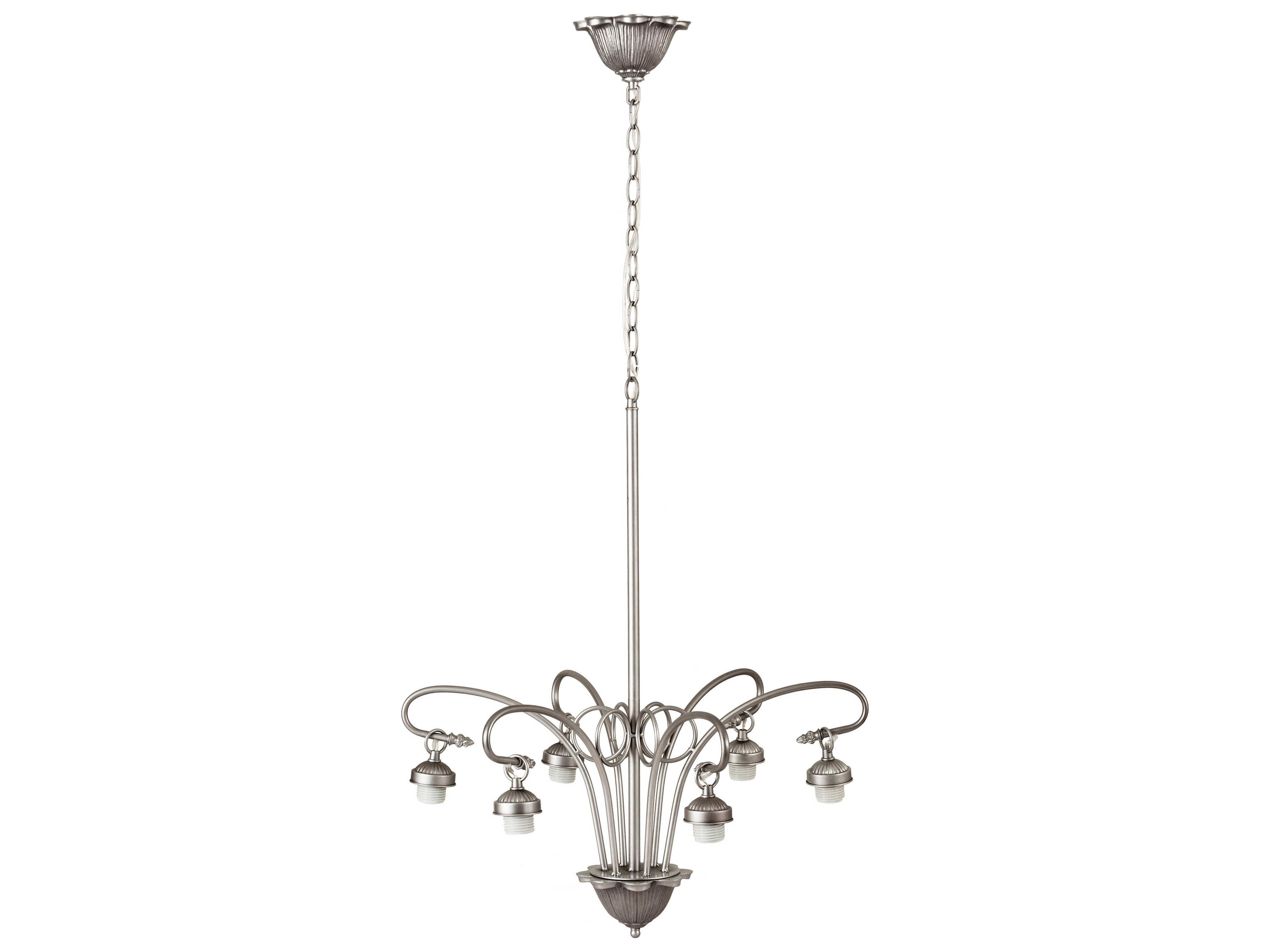 Victorian 6-Light Nickel Glass Chandelier