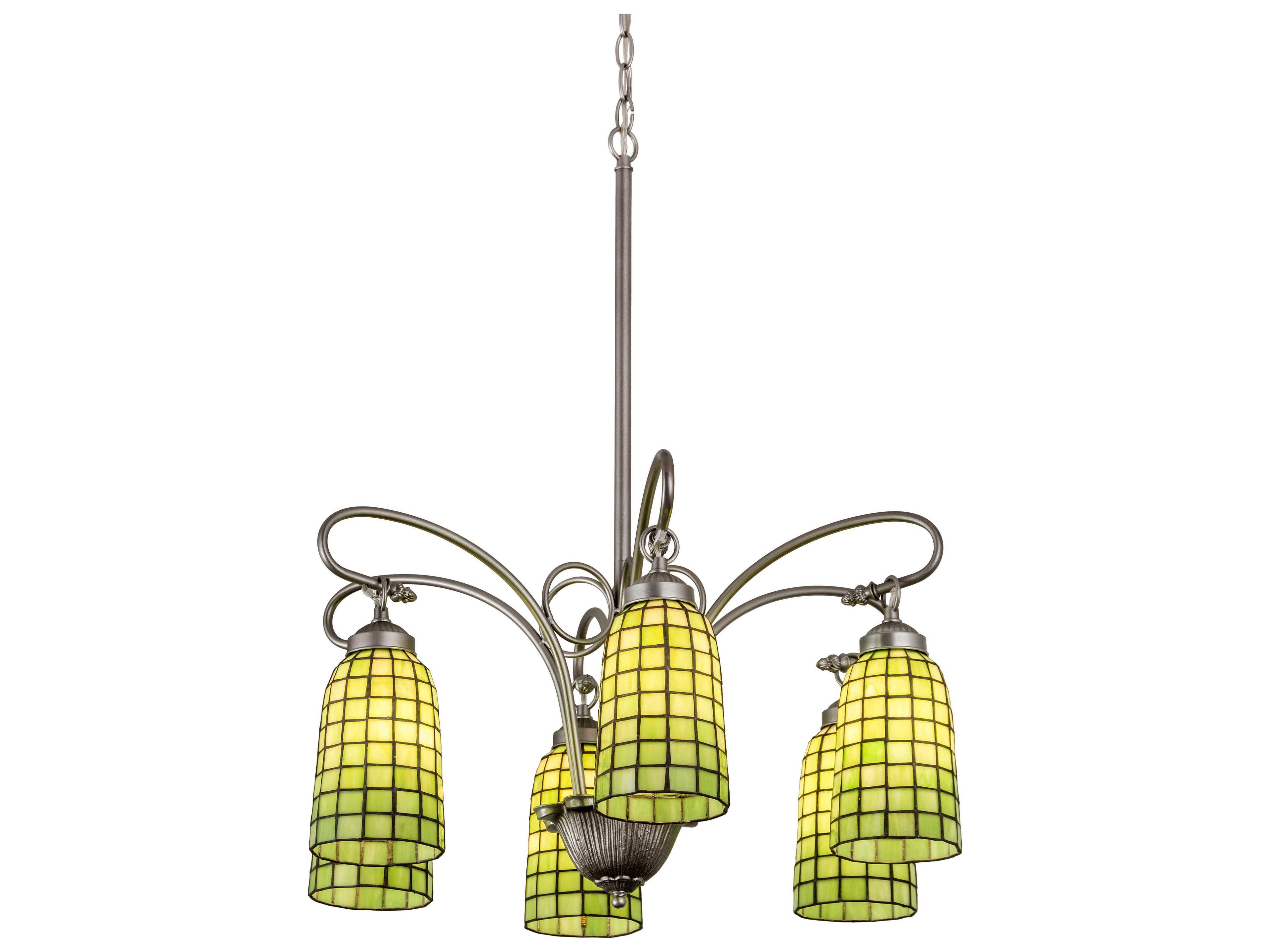 6-Light Green Glass Tiffany Bell Chandelier
