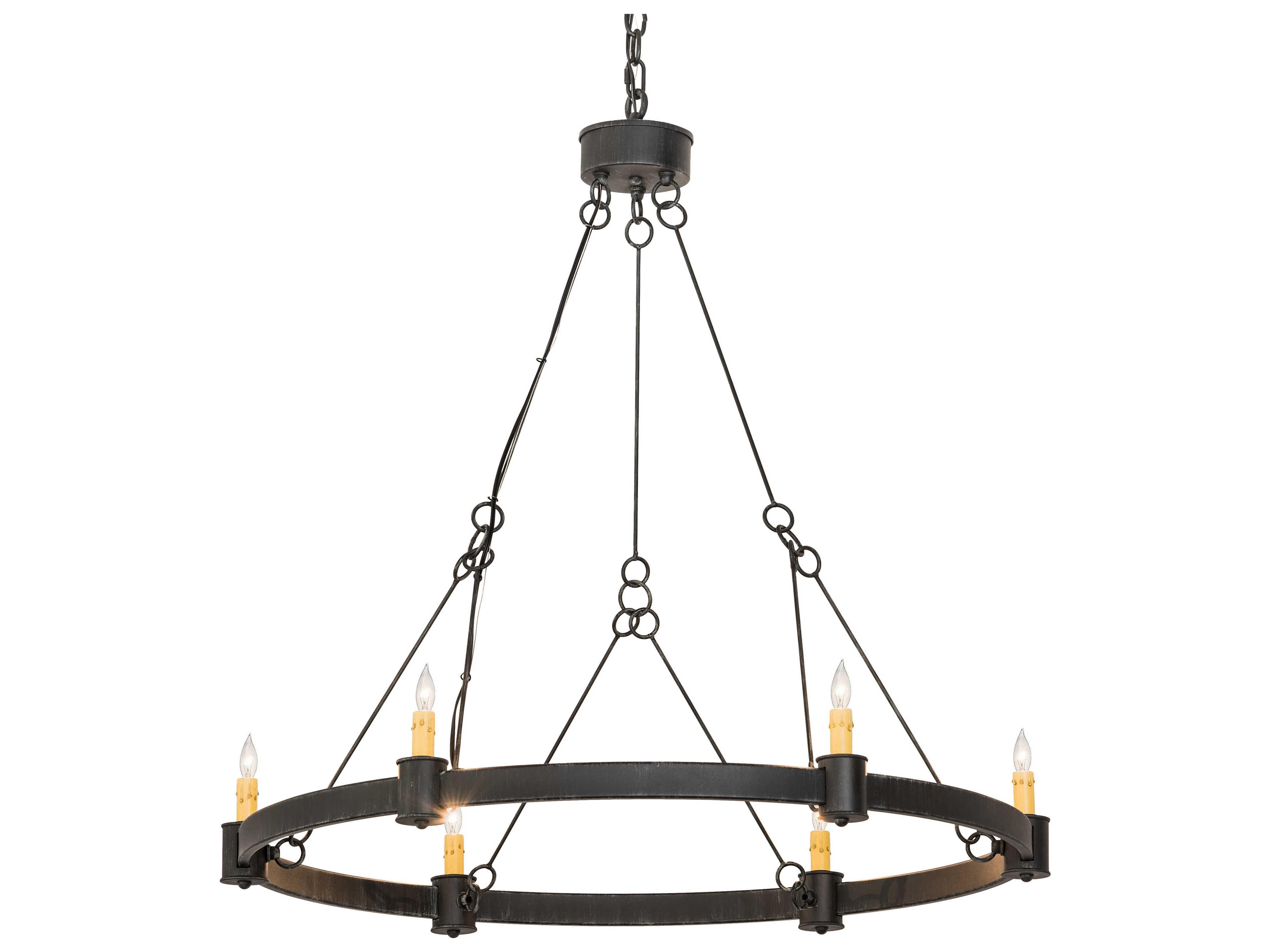 Kenosha 6-Light Gray Glass Candelabra Chandelier