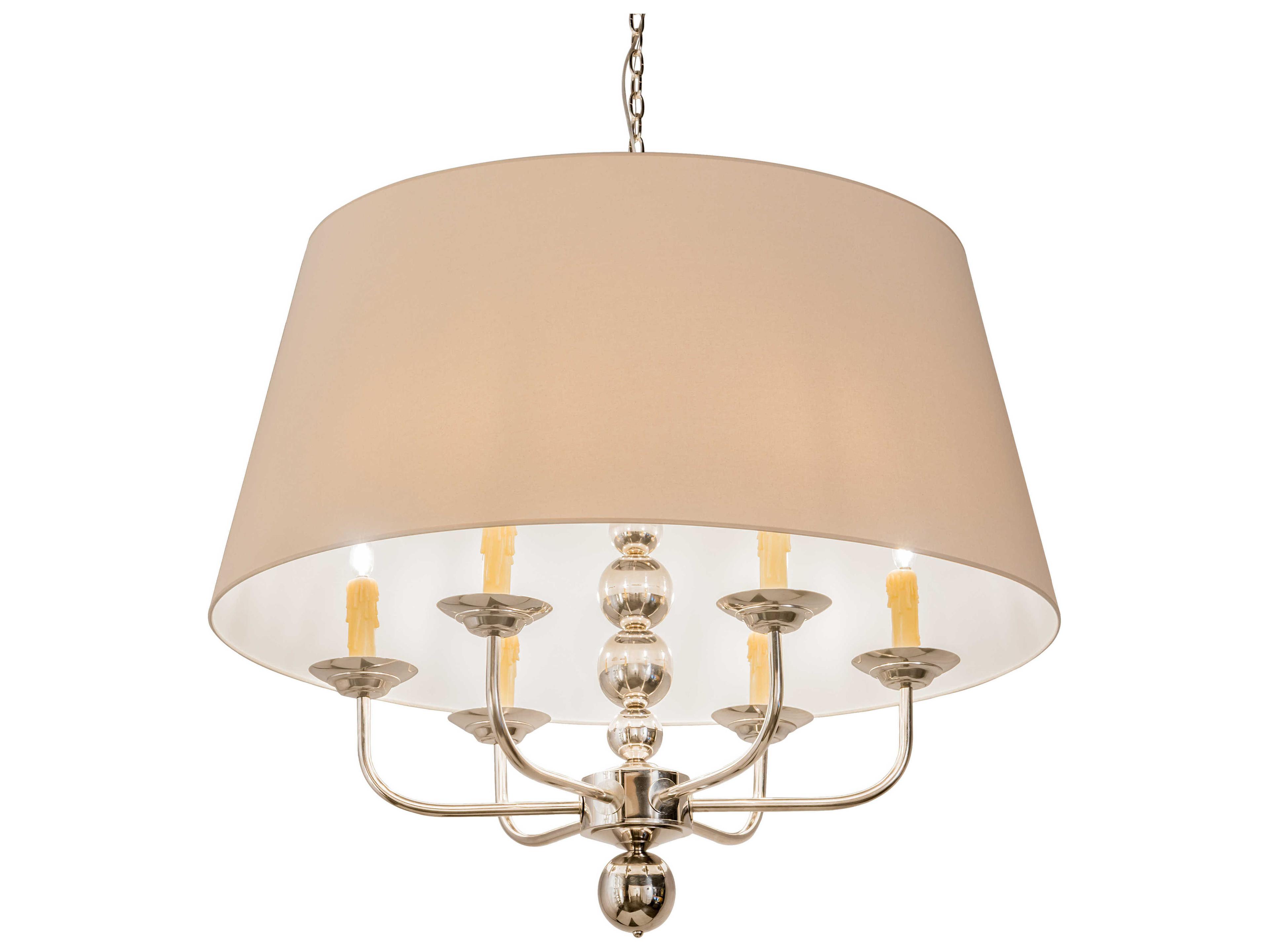 6-Light Nickel Glass Empire Chandelier