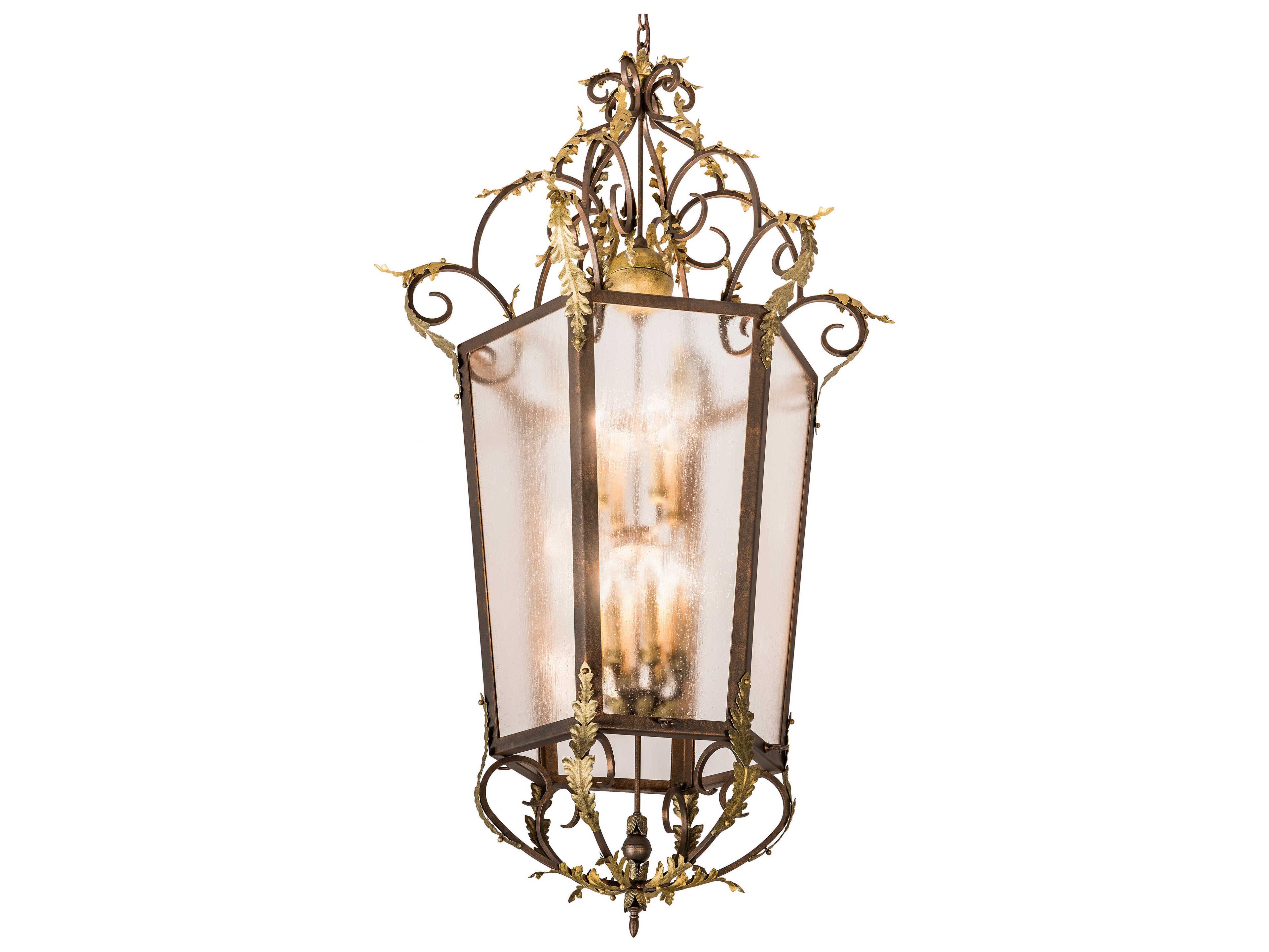 12-Light Brown Glass Candelabra Tiered Chandelier